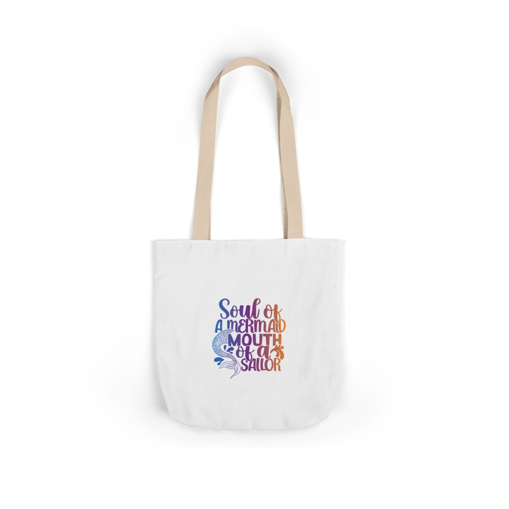 Soul of a Mermaid Colorful Script Canvas Tote Bag