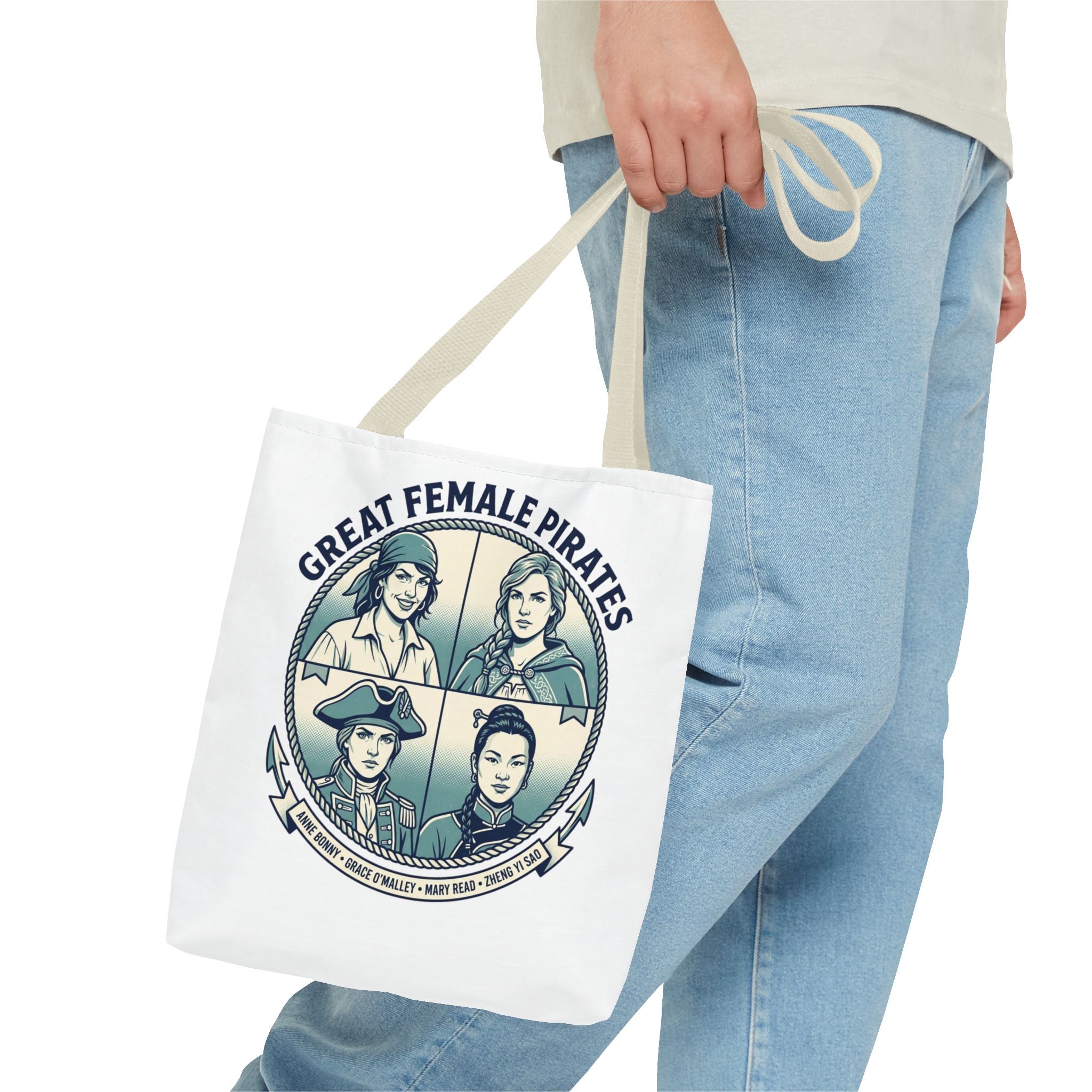 Great Female Pirates Tote Bag — Historical Women Pirate Portraits All-Over Print