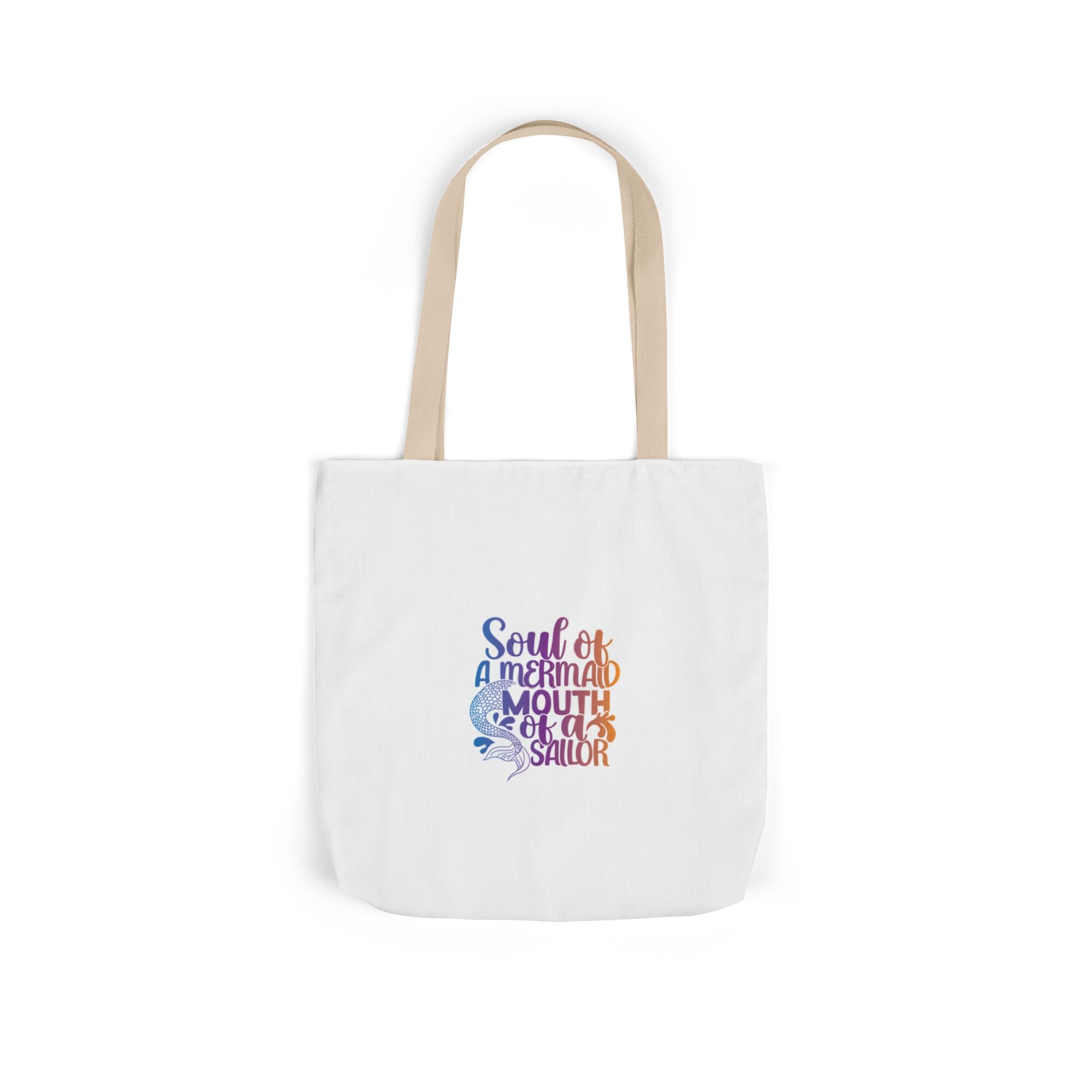 Soul of a Mermaid Colorful Script Canvas Tote Bag