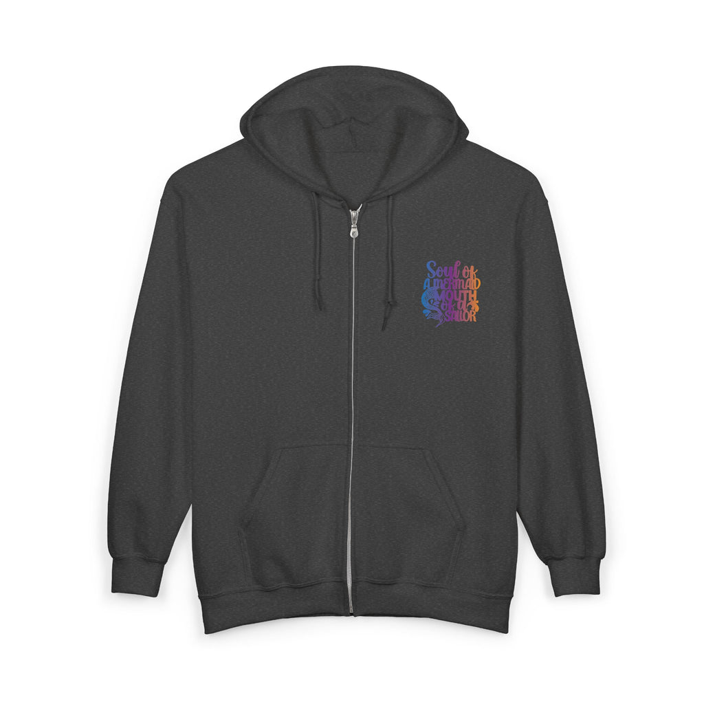 Full Zip Hoodie — 'Soul of a Mermaid' Gradient Script Zip-Up