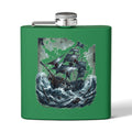 Nautical Pirate Ship Flask — 6oz Stainless Steel Hip Flask with Stormy Seas Design