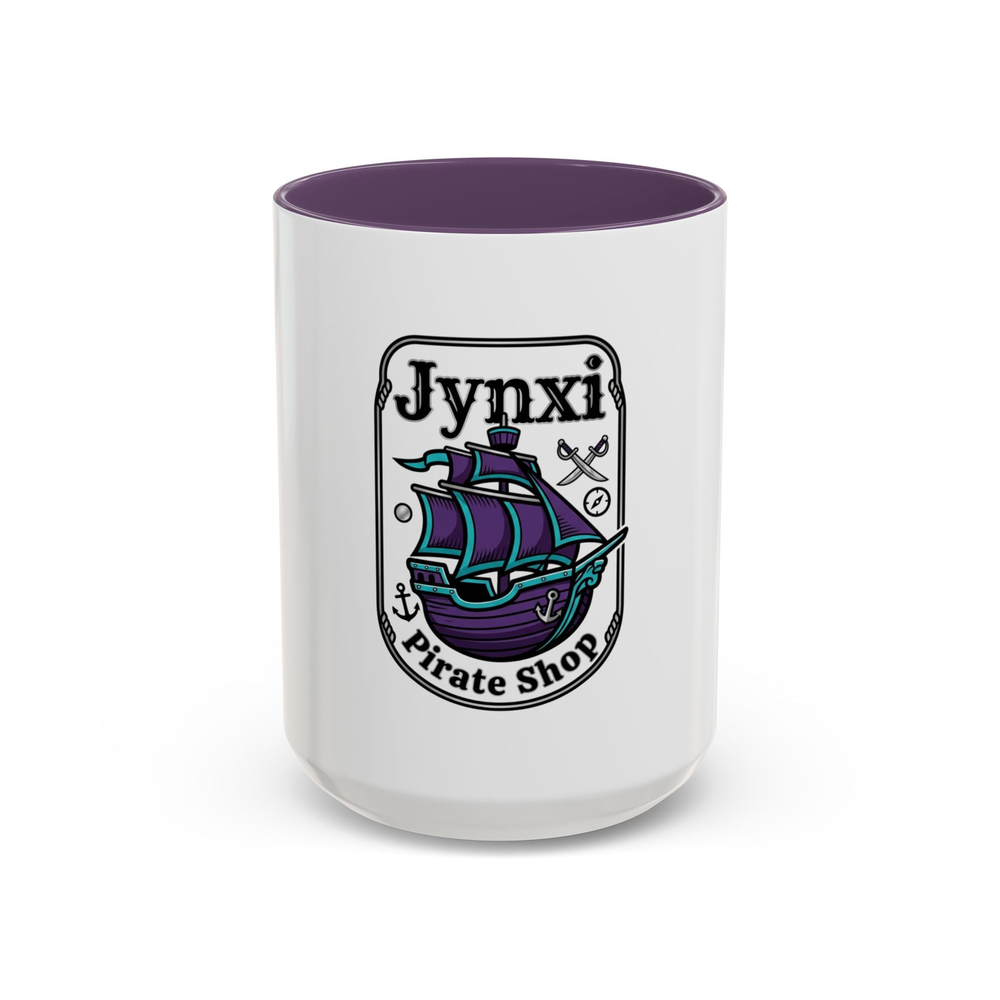 Jynxi Pirate Shop Accent Coffee Mug – Nautical Ship Logo Ceramic Mug (11/15oz)