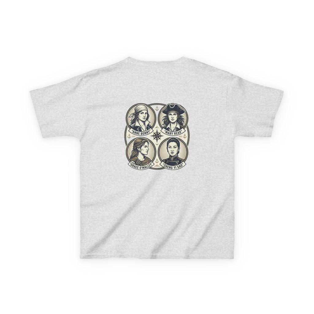 Kids Tee — 'Great Female Pirates' Illustration Back Print