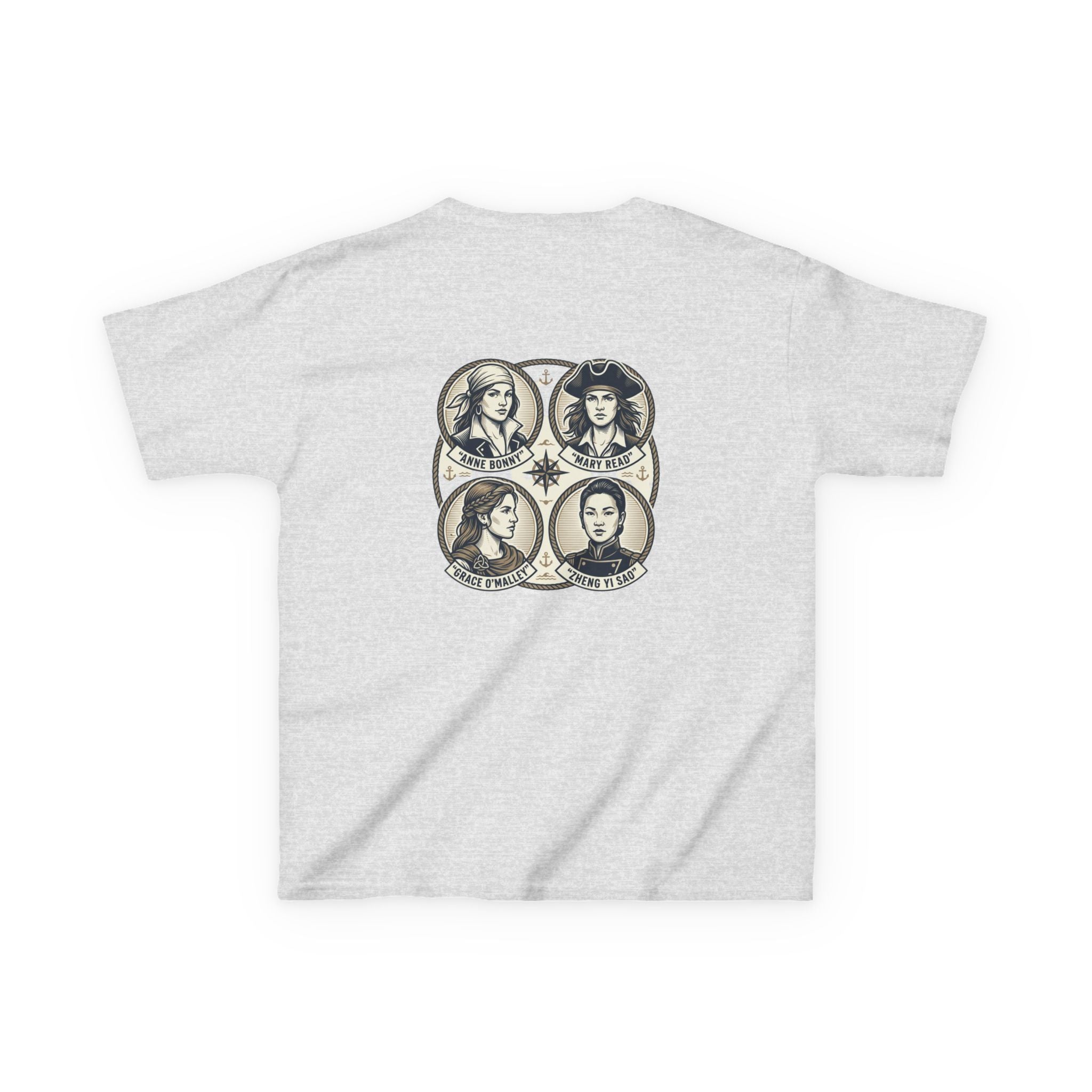 Kids Tee — 'Great Female Pirates' Illustration Back Print