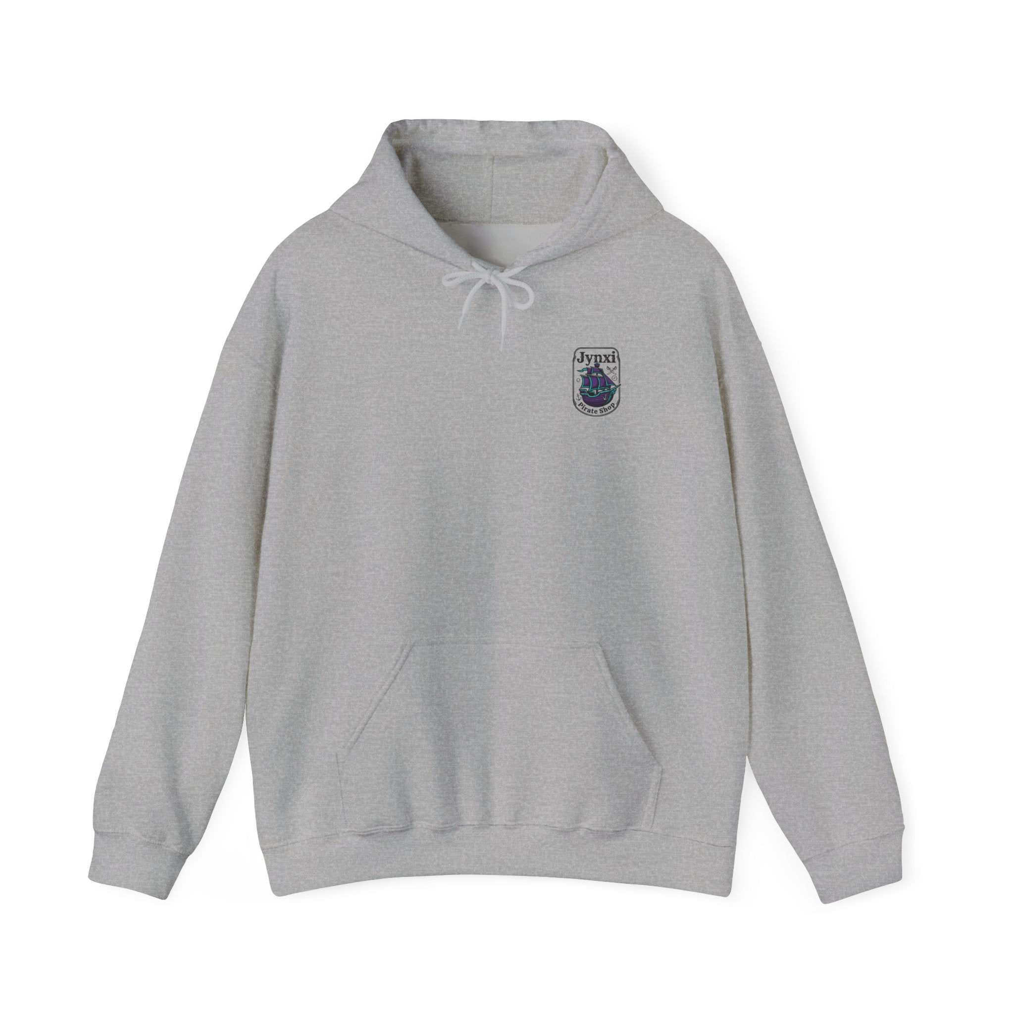 Pirate Ship Hoodie — "Jynxi Pirate Shop" Crest Pullover