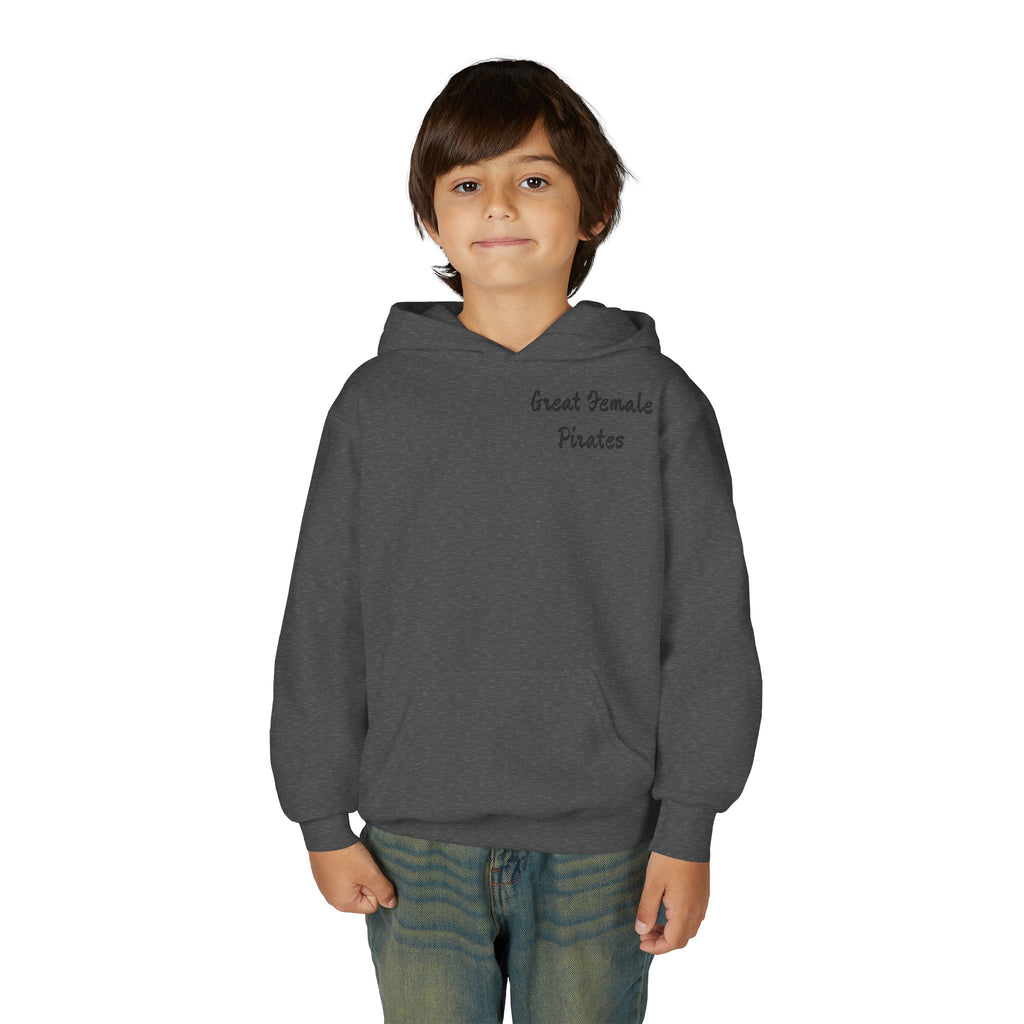 Youth Hoodie — 'Great Female Pirates' Illustrated Back Graphic