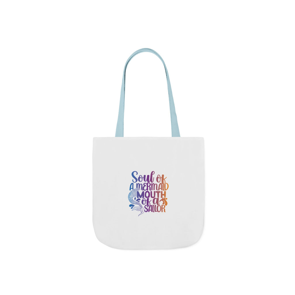 Soul of a Mermaid Colorful Script Canvas Tote Bag