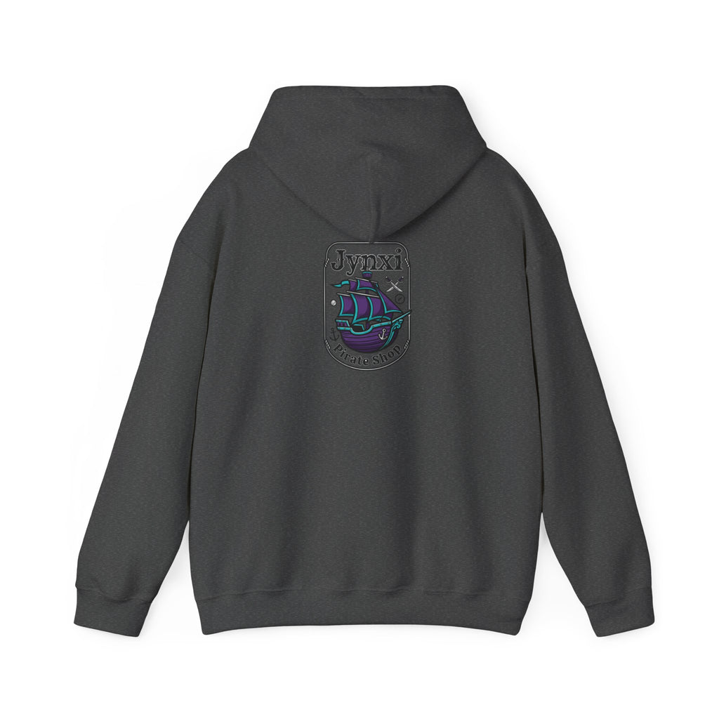 Pirate Ship Hoodie — "Jynxi Pirate Shop" Crest Pullover