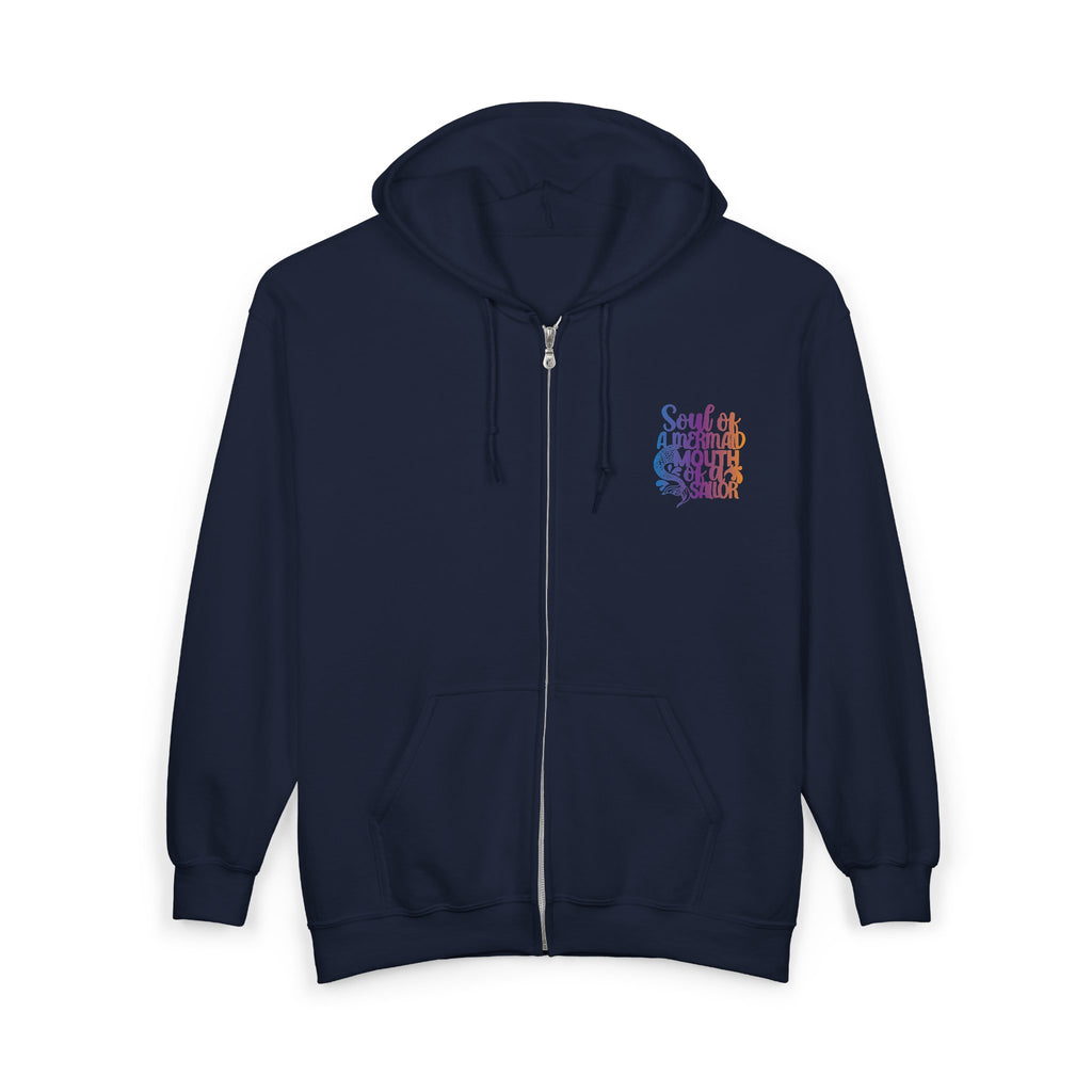 Full Zip Hoodie — 'Soul of a Mermaid' Gradient Script Zip-Up