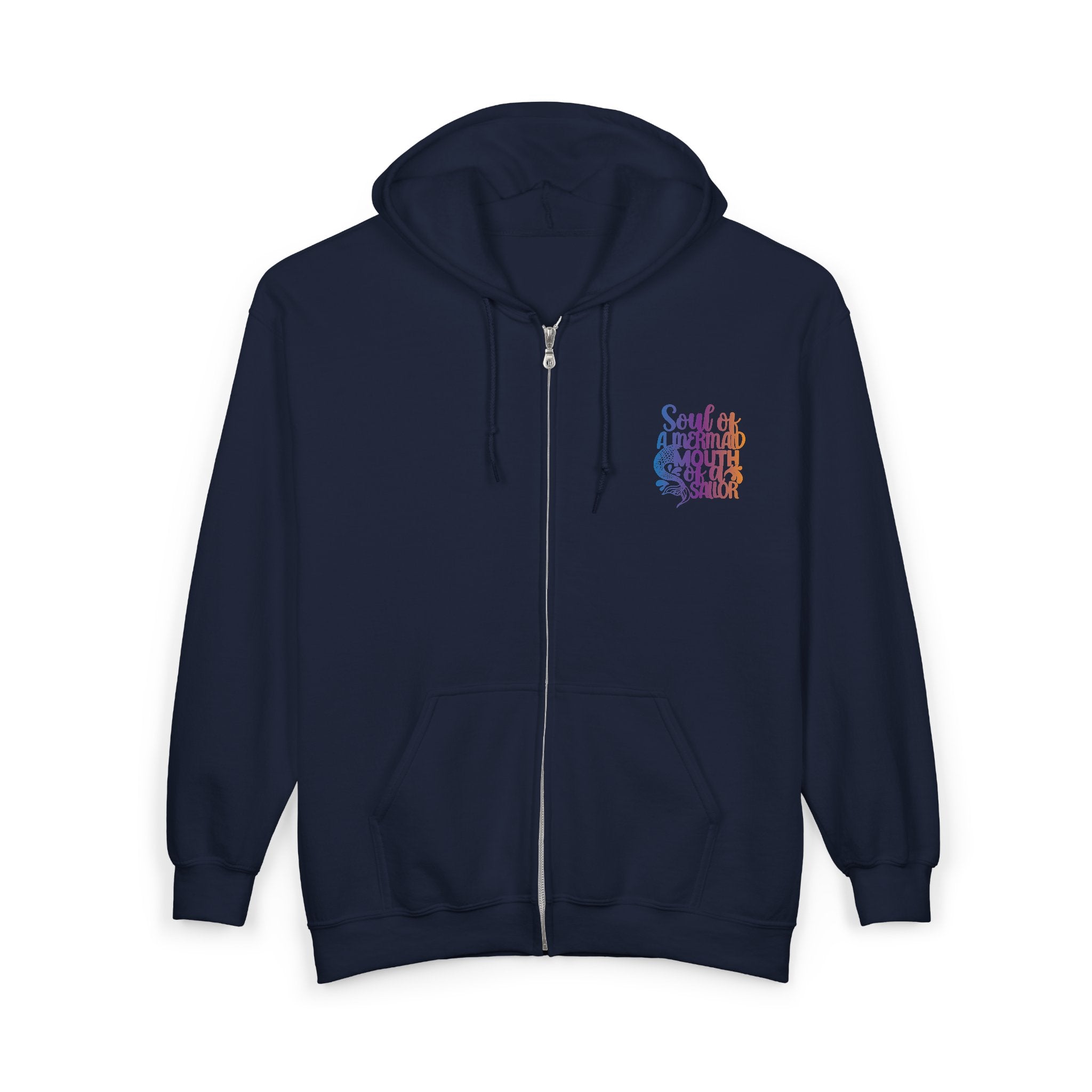 Full Zip Hoodie — 'Soul of a Mermaid' Gradient Script Zip-Up