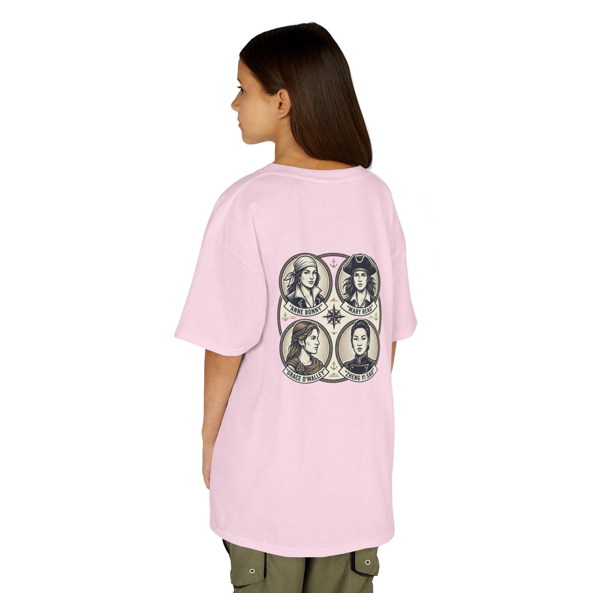 Kids Tee — 'Great Female Pirates' Illustration Back Print