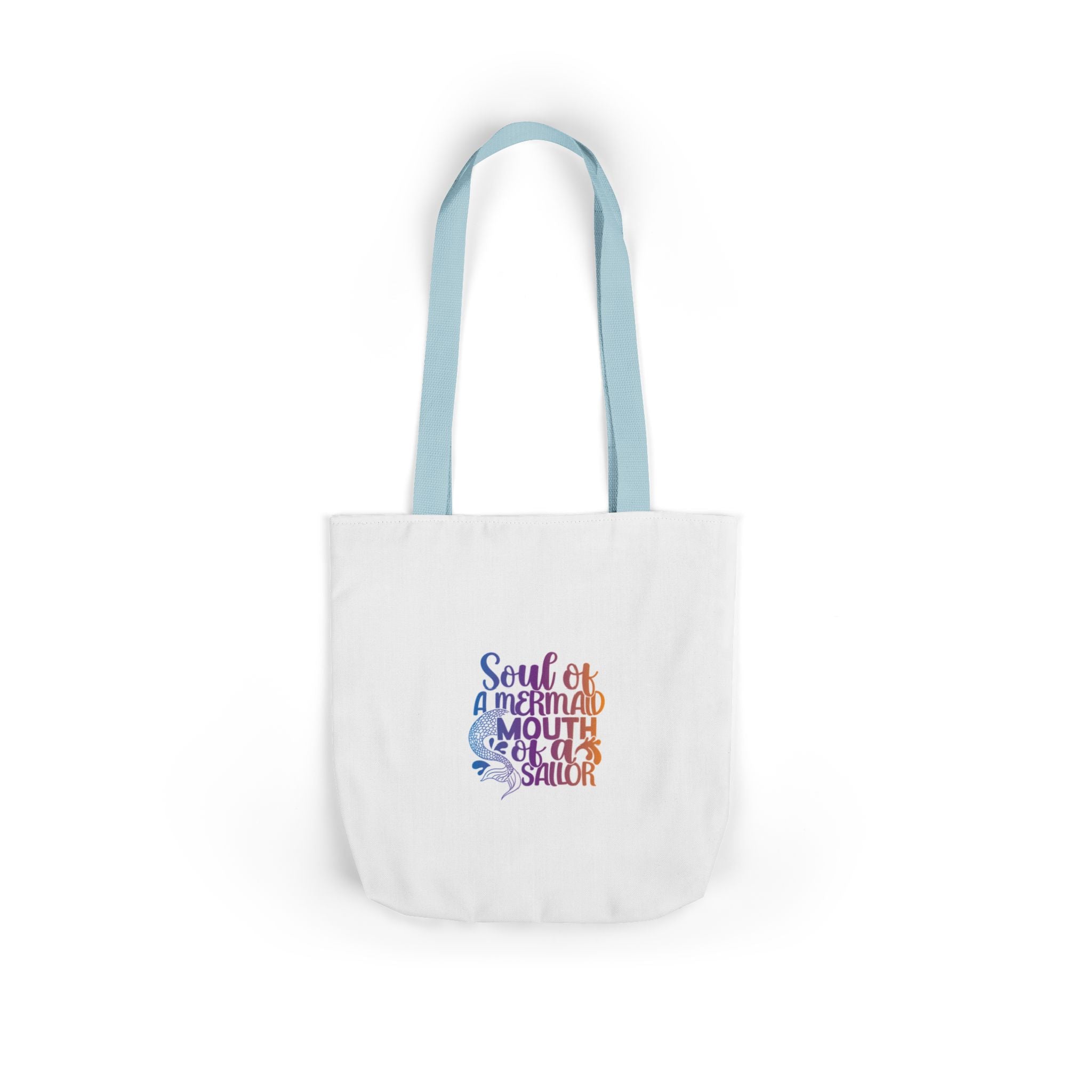 Soul of a Mermaid Colorful Script Canvas Tote Bag