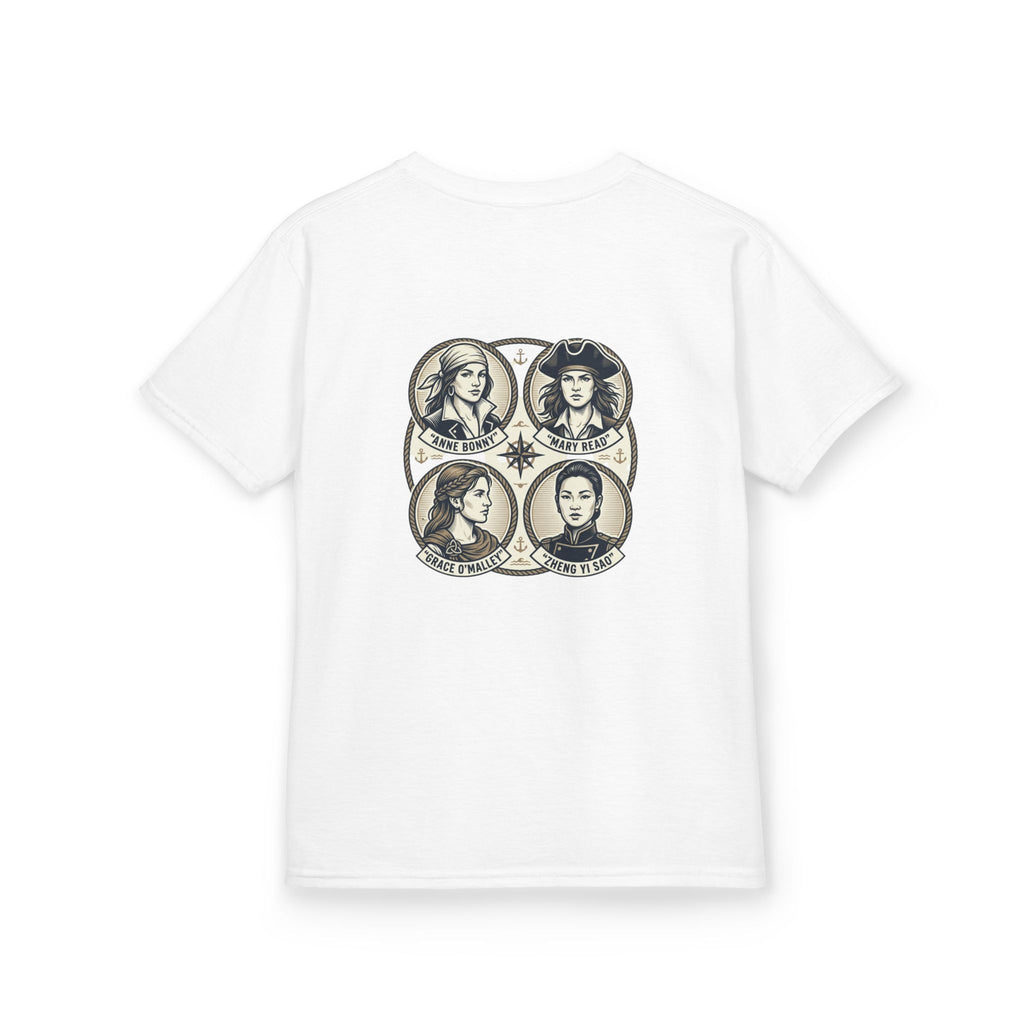 Kids Tee — 'Great Female Pirates' Illustration Back Print