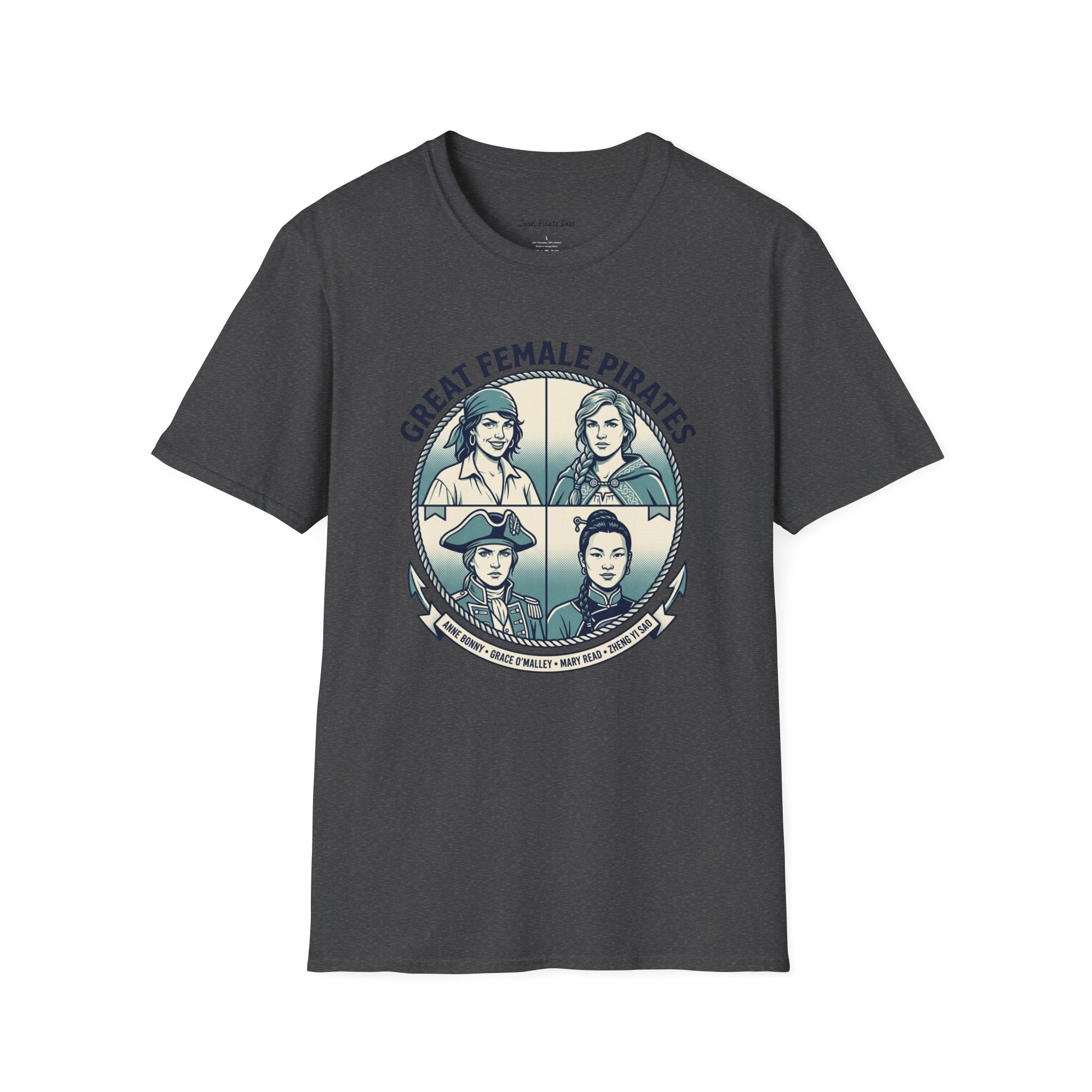 T-Shirt — Great Female Pirates Vintage Illustration Tee
