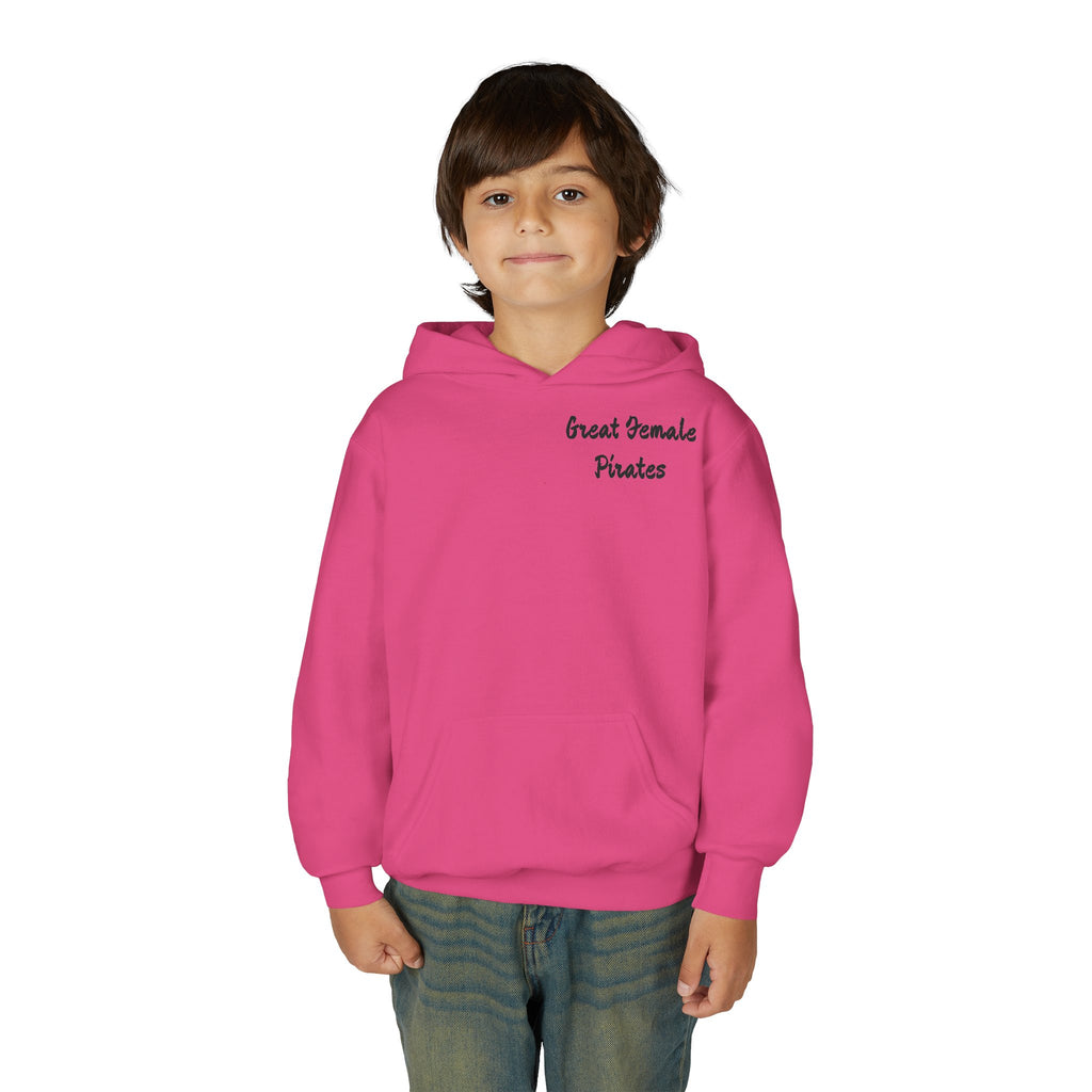 Youth Hoodie — 'Great Female Pirates' Illustrated Back Graphic
