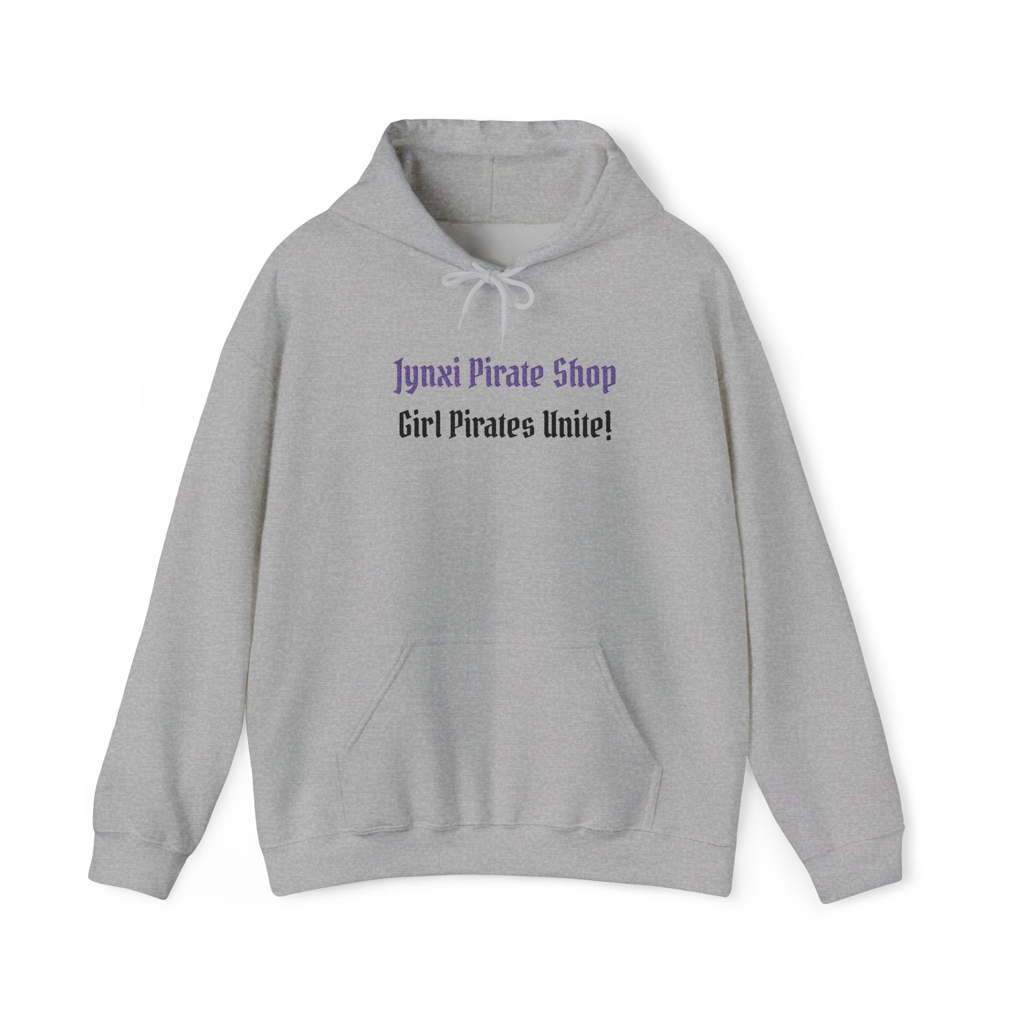 Girl Pirates Hoodie — "Jynxi Pirate Shop / Girl Pirates Unite!" White Pullover