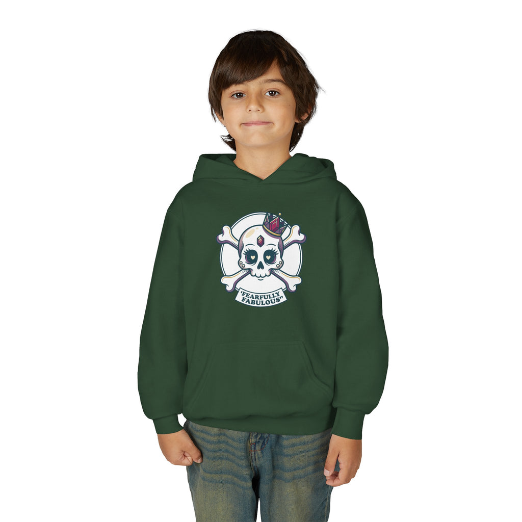 Youth Skull & Crossbones Hoodie — 'Fearfully Fabulous' Cute Gothic Kids Sweatshirt
