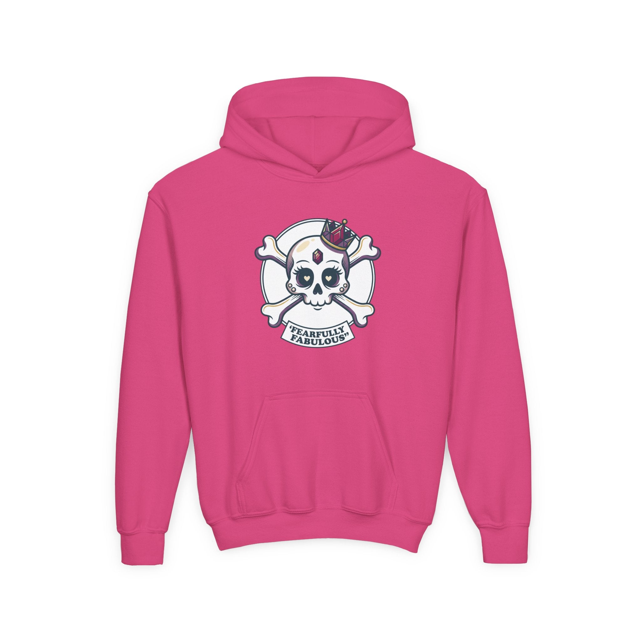 Youth Skull & Crossbones Hoodie — 'Fearfully Fabulous' Cute Gothic Kids Sweatshirt