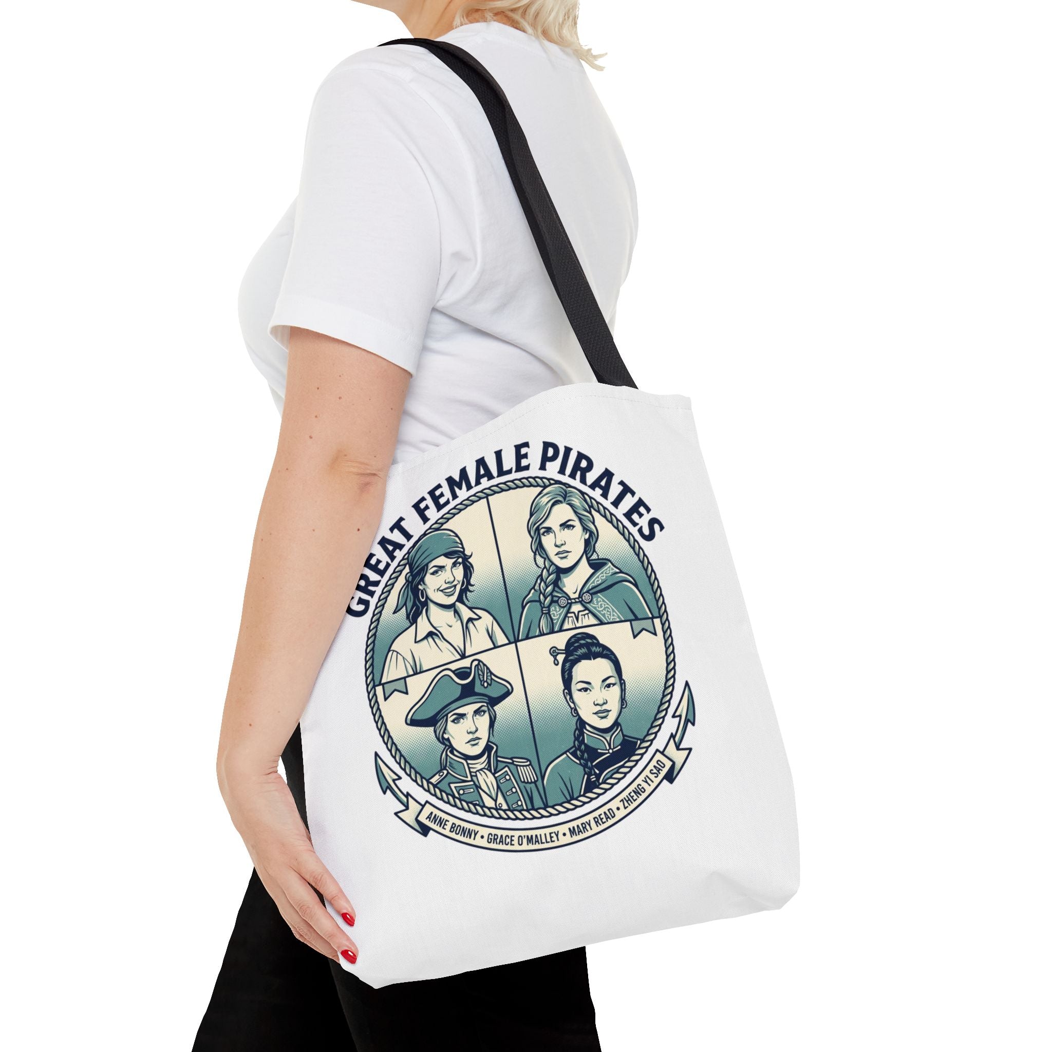 Great Female Pirates Tote Bag — Historical Women Pirate Portraits All-Over Print