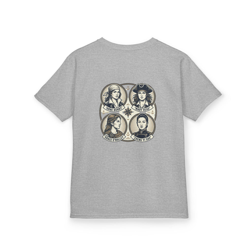 Kids Tee — 'Great Female Pirates' Illustration Back Print