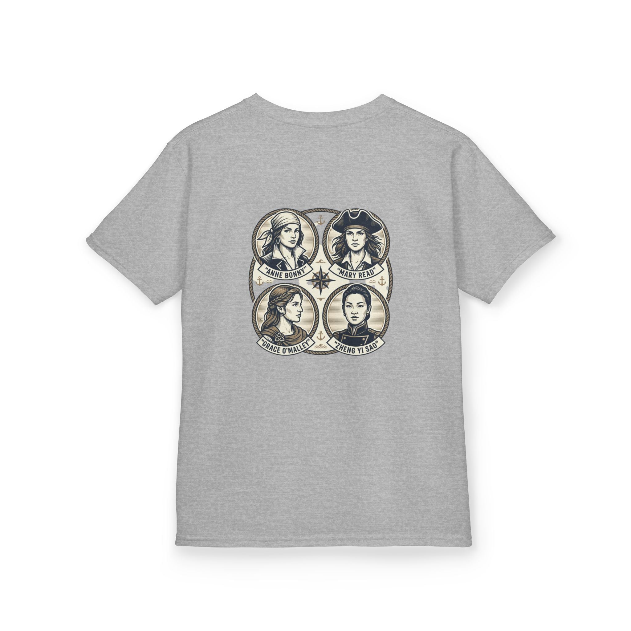Kids Tee — 'Great Female Pirates' Illustration Back Print