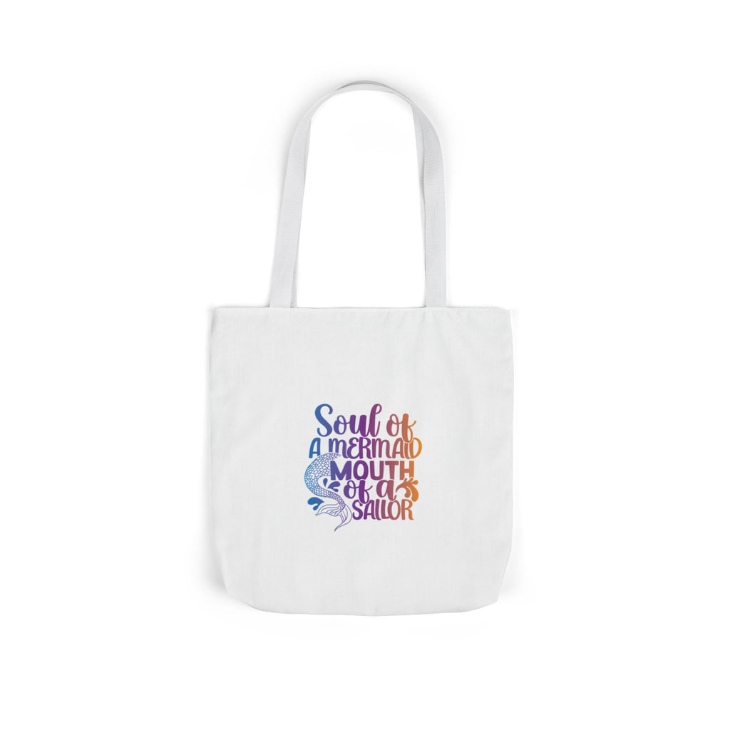 Soul of a Mermaid Colorful Script Canvas Tote Bag