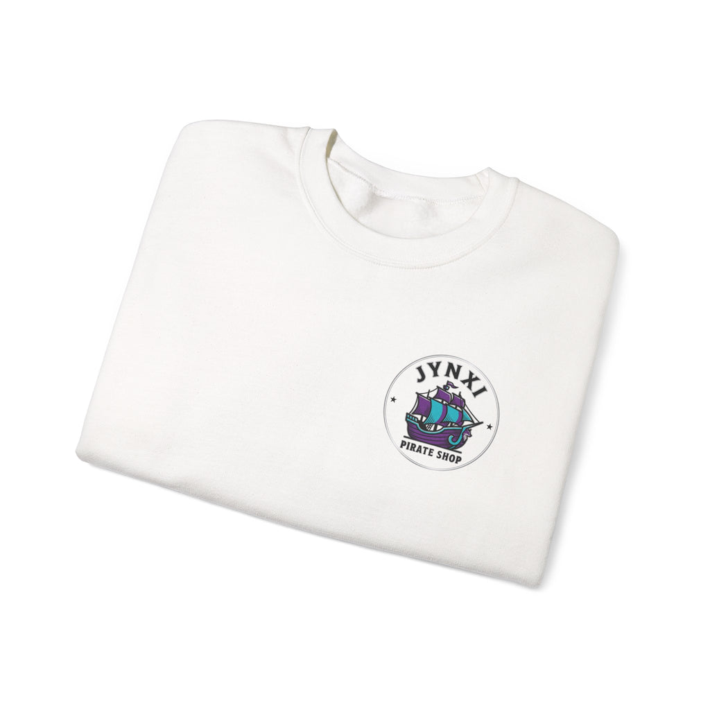 Pirate Ship Crewneck Sweatshirt — “JYNXI Pirate Shop” Logo