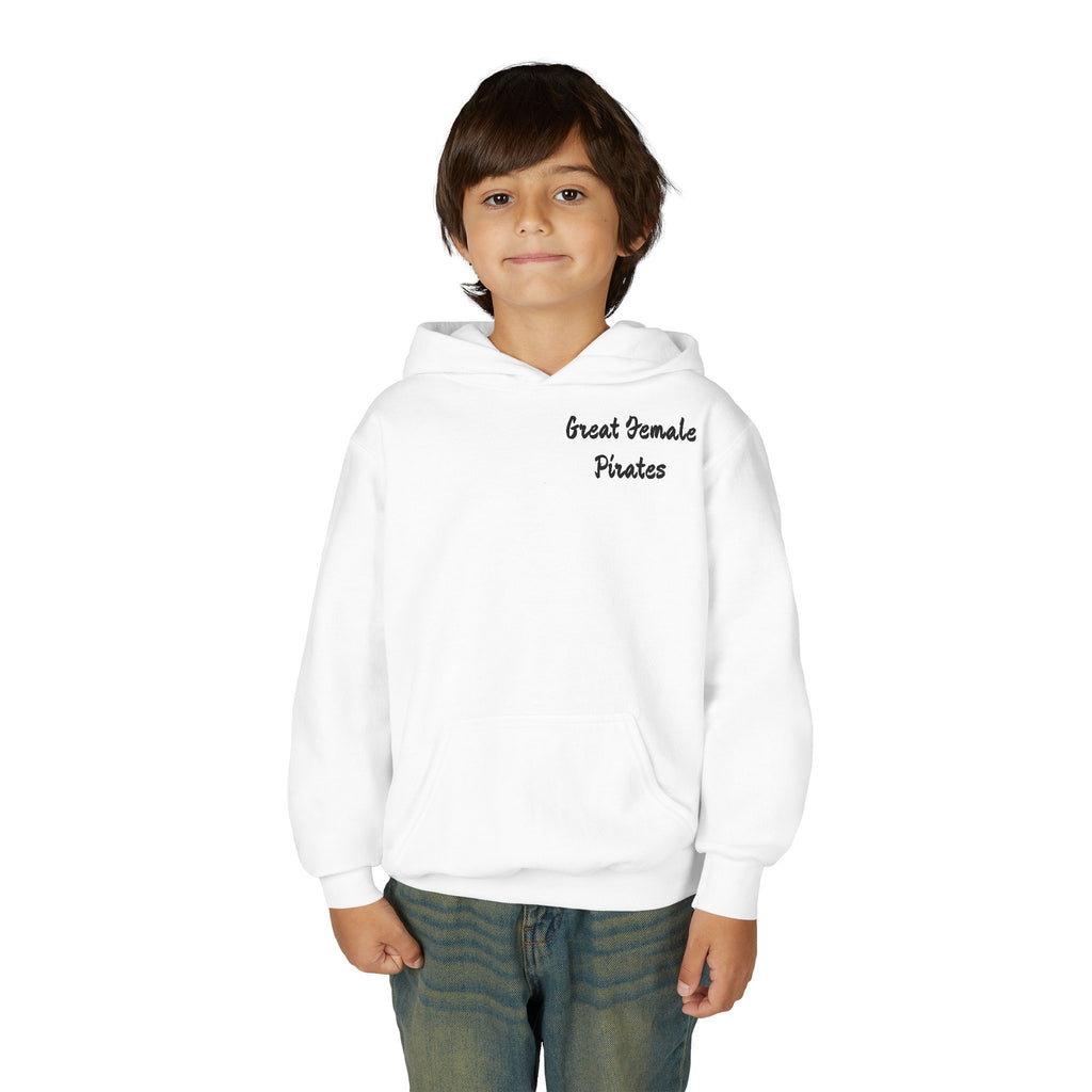 Youth Hoodie — 'Great Female Pirates' Illustrated Back Graphic