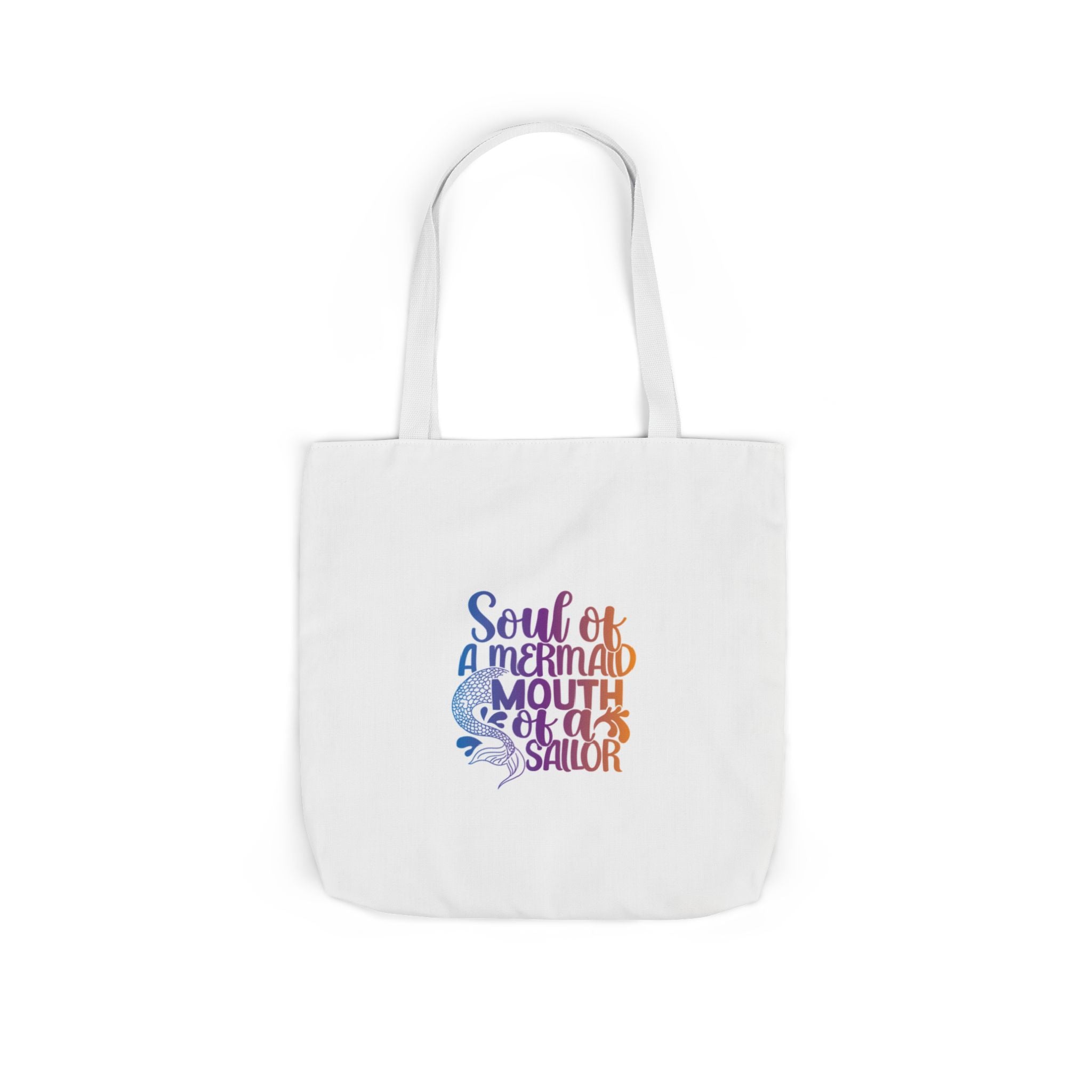 Soul of a Mermaid Colorful Script Canvas Tote Bag