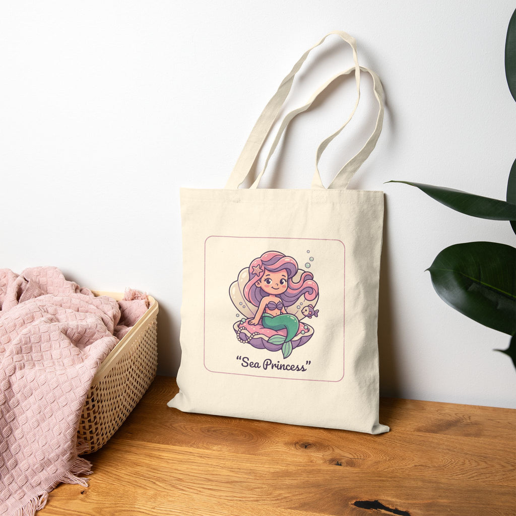 Sea Princess Tote Bag — Cute Mermaid Cotton Canvas Tote
