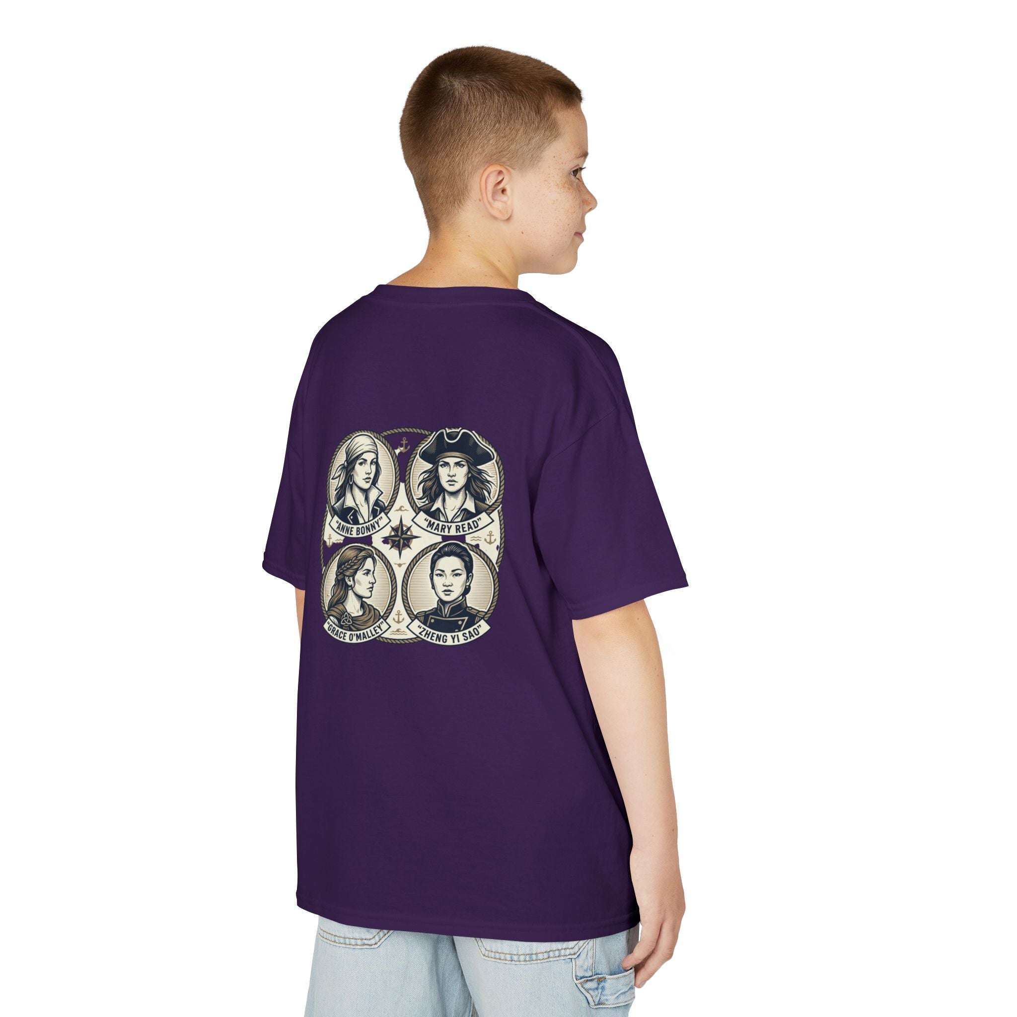 Kids Tee — 'Great Female Pirates' Illustration Back Print