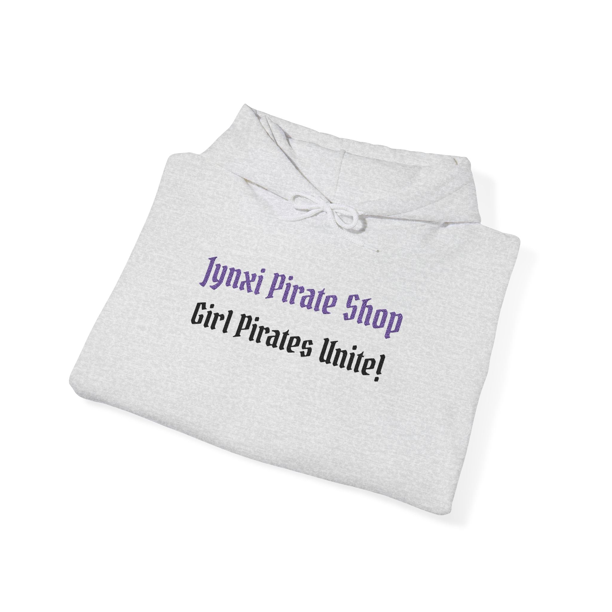 Girl Pirates Hoodie — "Jynxi Pirate Shop / Girl Pirates Unite!" White Pullover