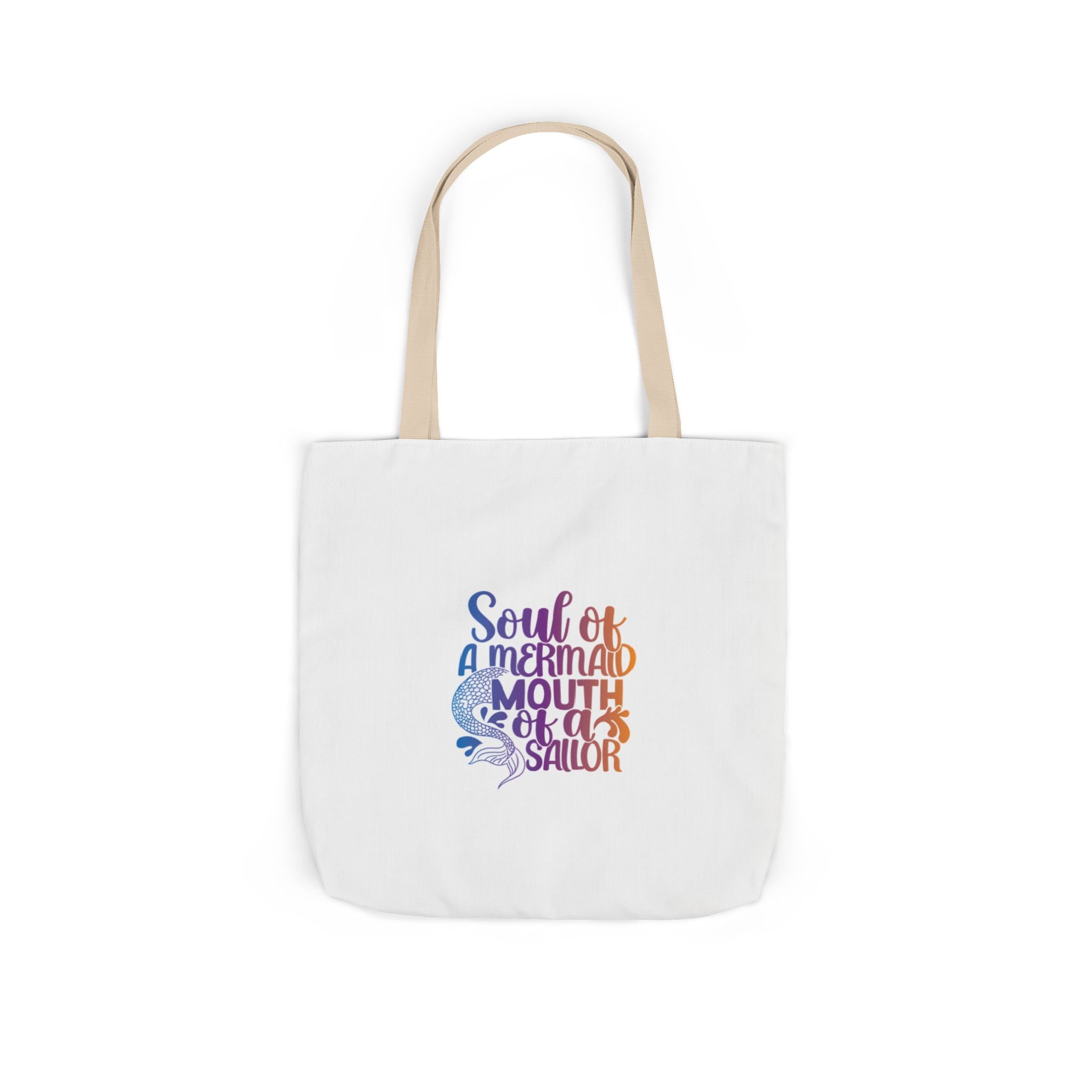 Soul of a Mermaid Colorful Script Canvas Tote Bag