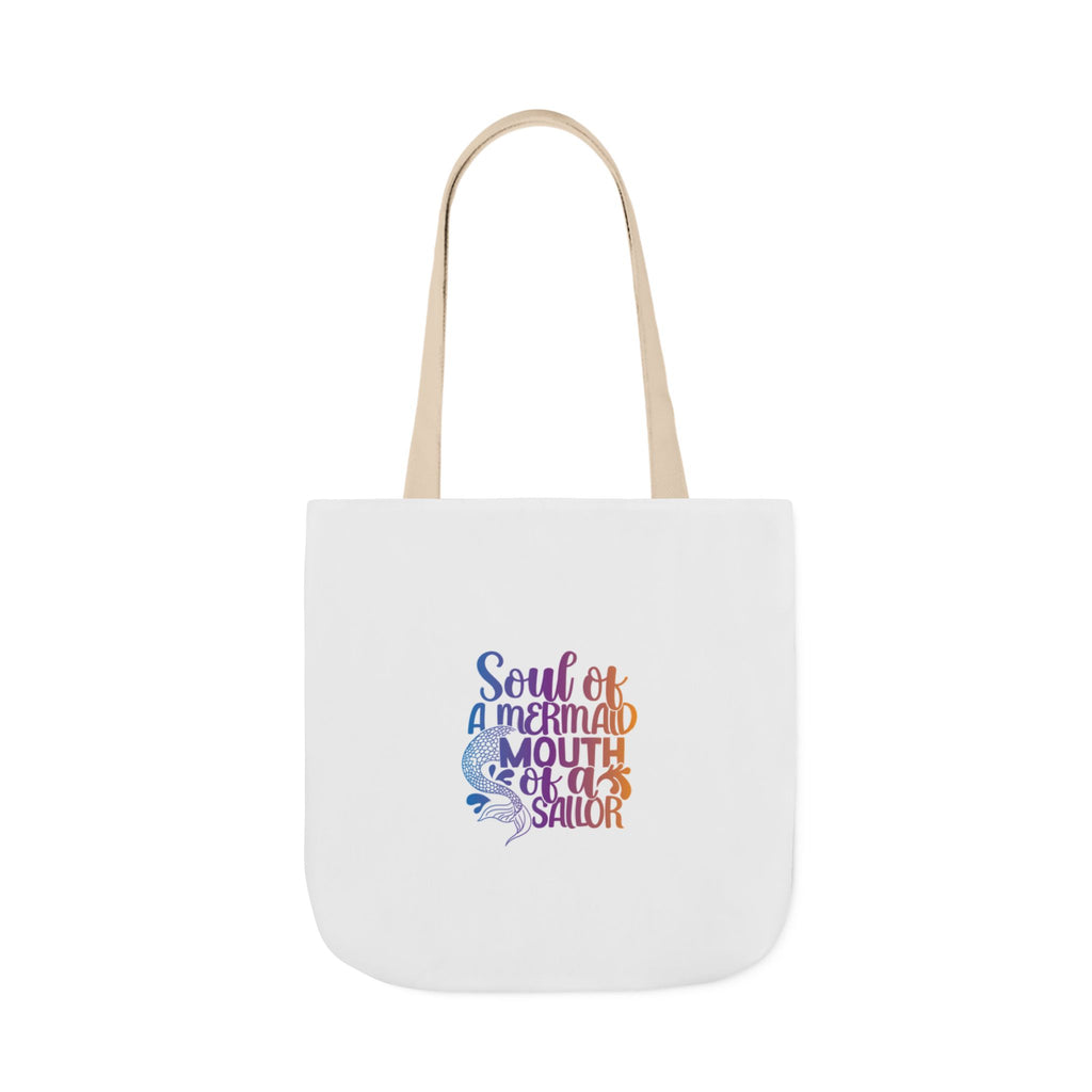 Soul of a Mermaid Colorful Script Canvas Tote Bag