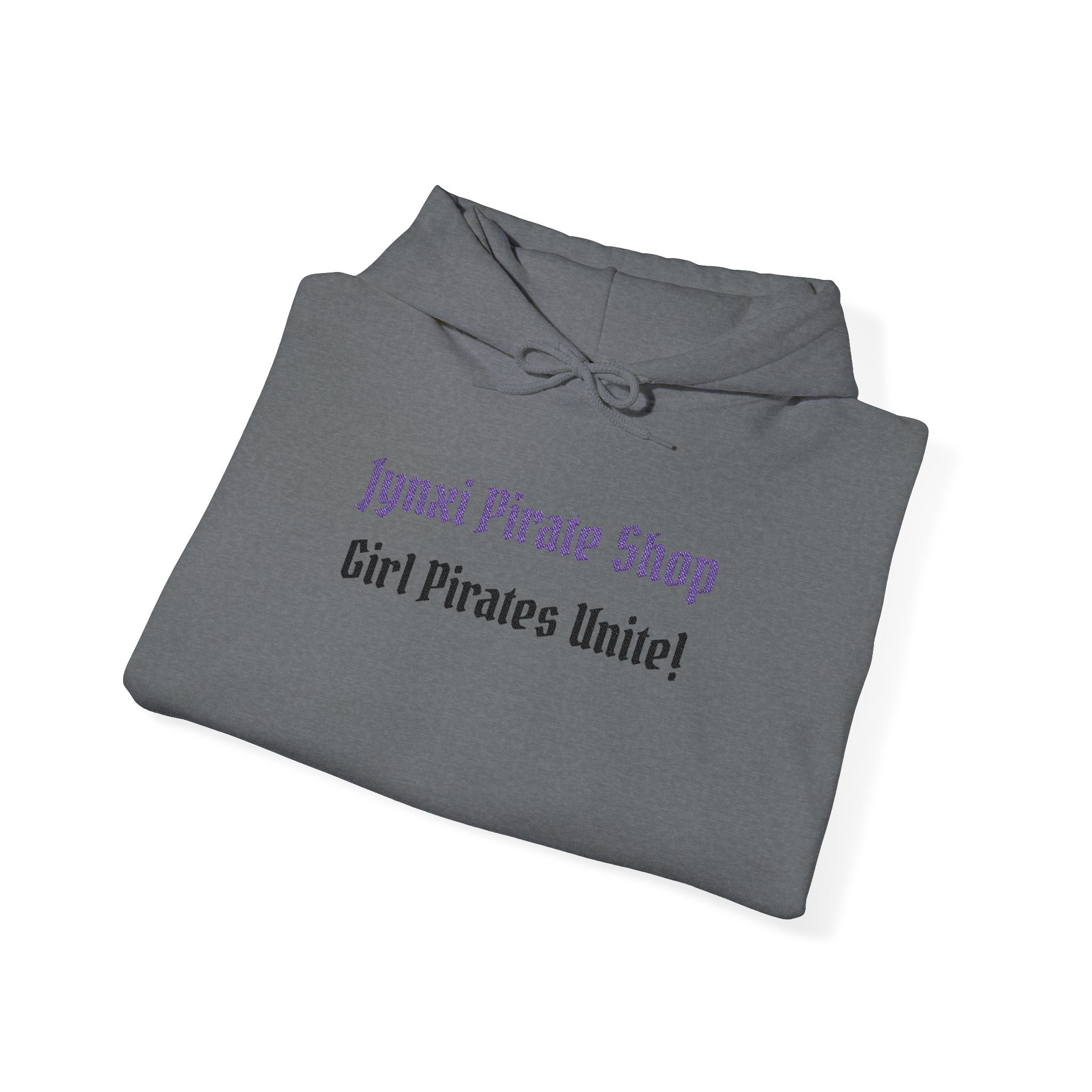 Girl Pirates Hoodie — "Jynxi Pirate Shop / Girl Pirates Unite!" White Pullover