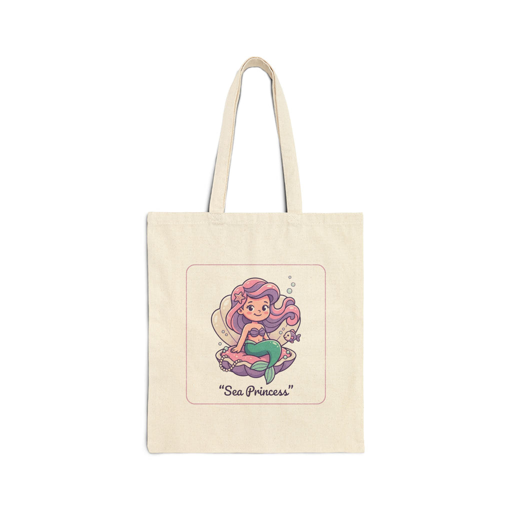 Sea Princess Tote Bag — Cute Mermaid Cotton Canvas Tote