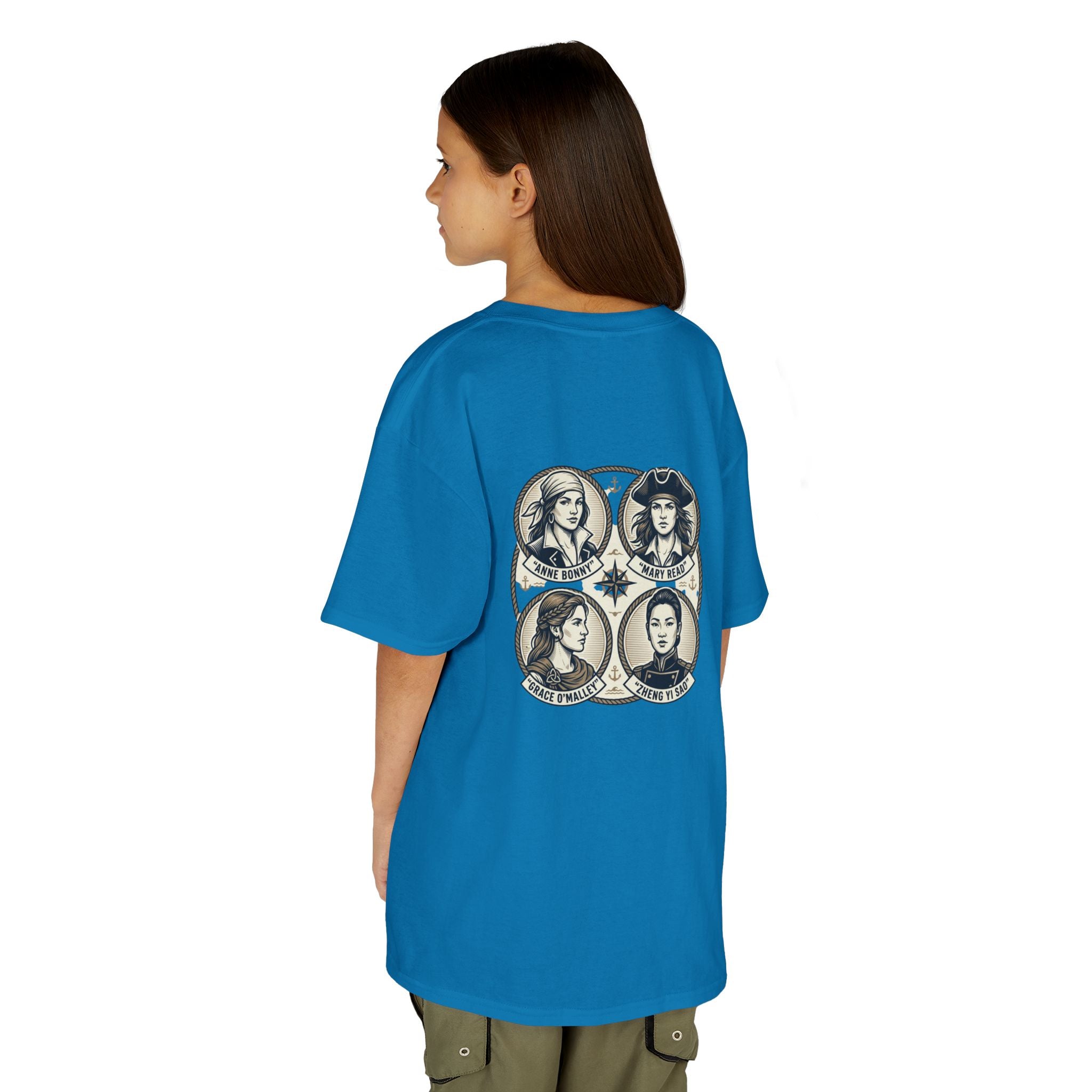 Kids Tee — 'Great Female Pirates' Illustration Back Print
