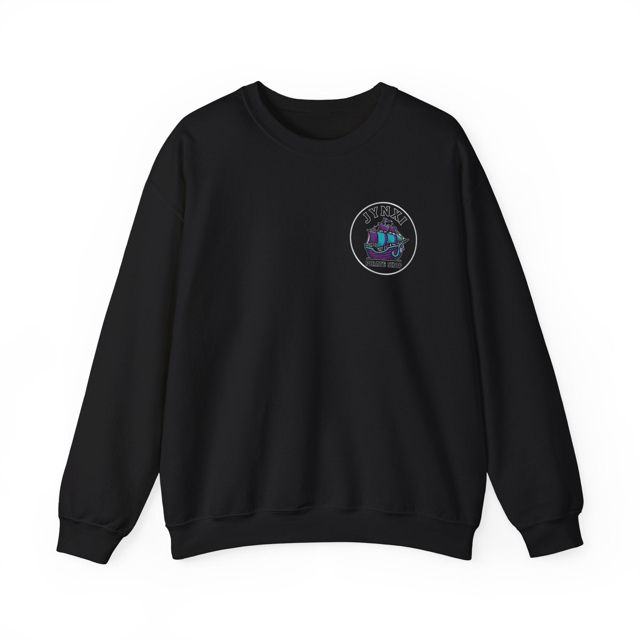 Pirate Ship Crewneck Sweatshirt — “JYNXI Pirate Shop” Logo