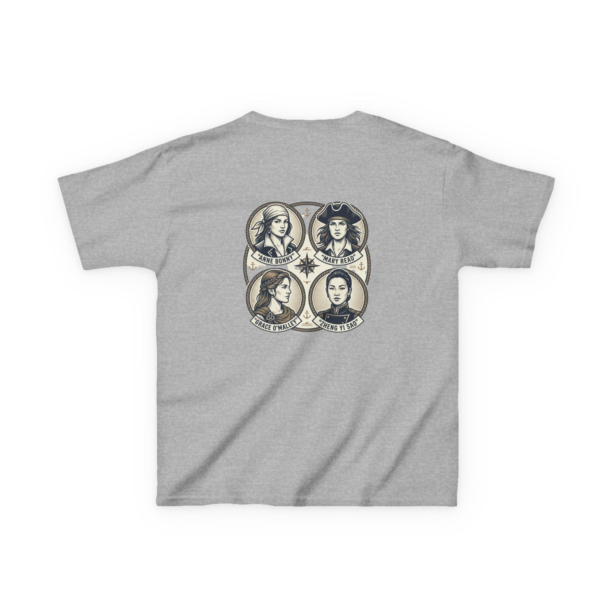Kids Tee — 'Great Female Pirates' Illustration Back Print