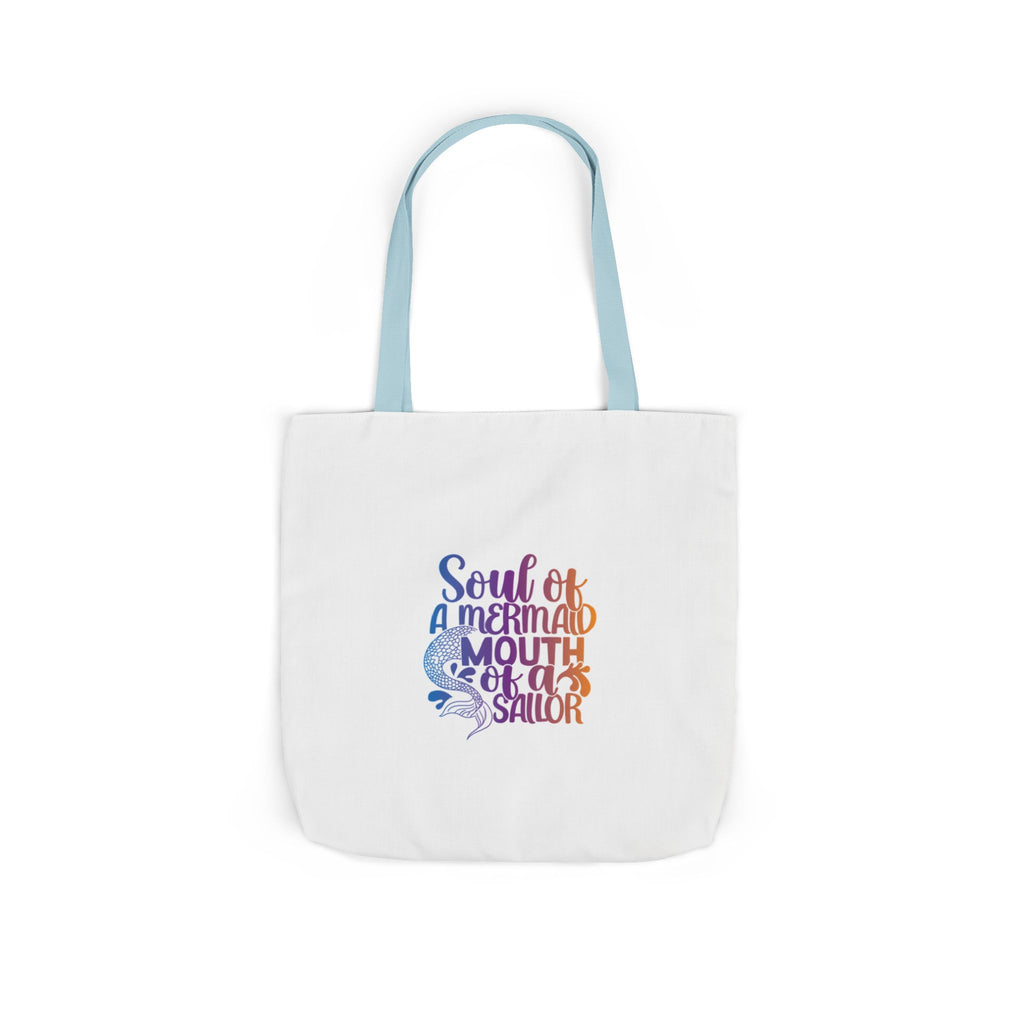 Soul of a Mermaid Colorful Script Canvas Tote Bag