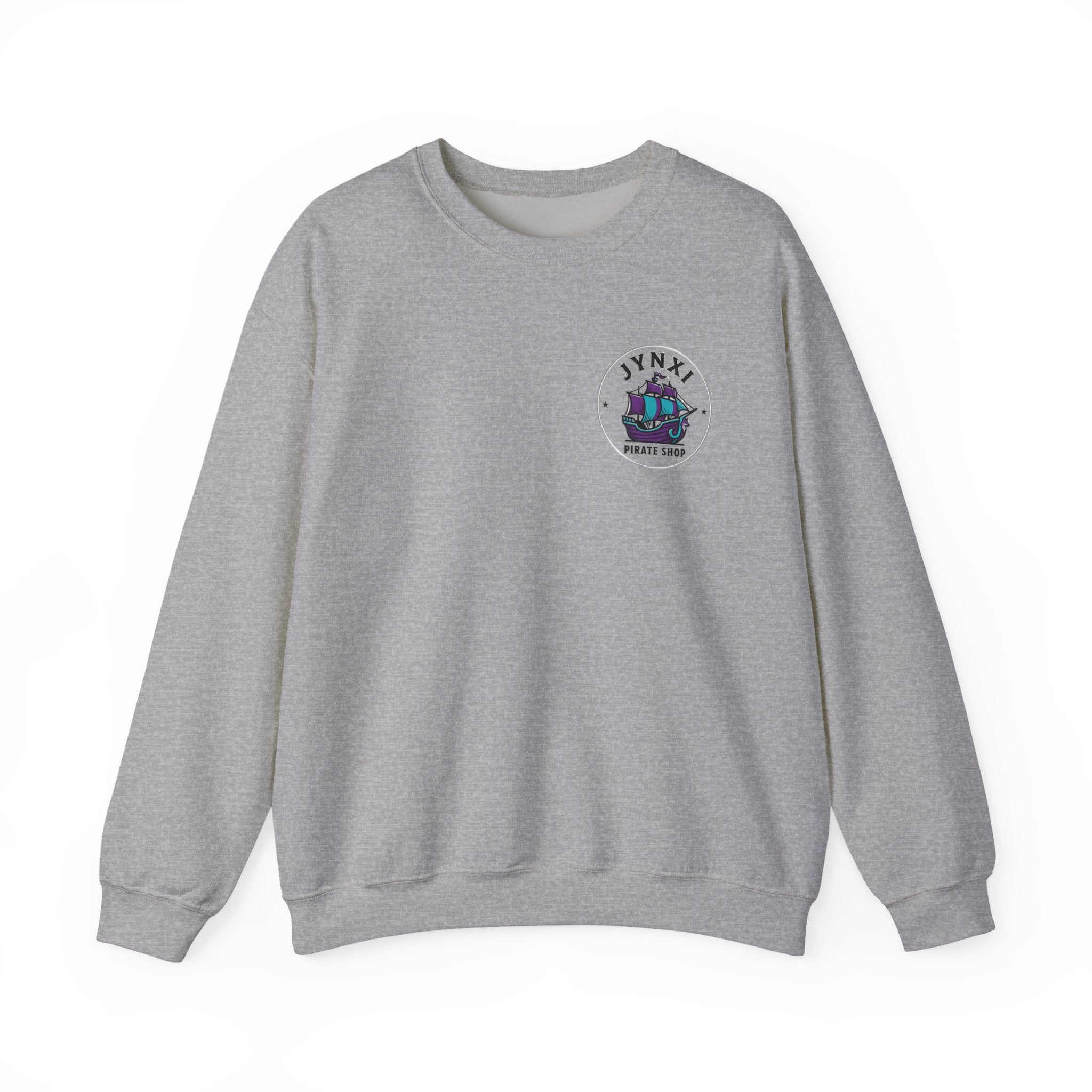 Pirate Ship Crewneck Sweatshirt — “JYNXI Pirate Shop” Logo