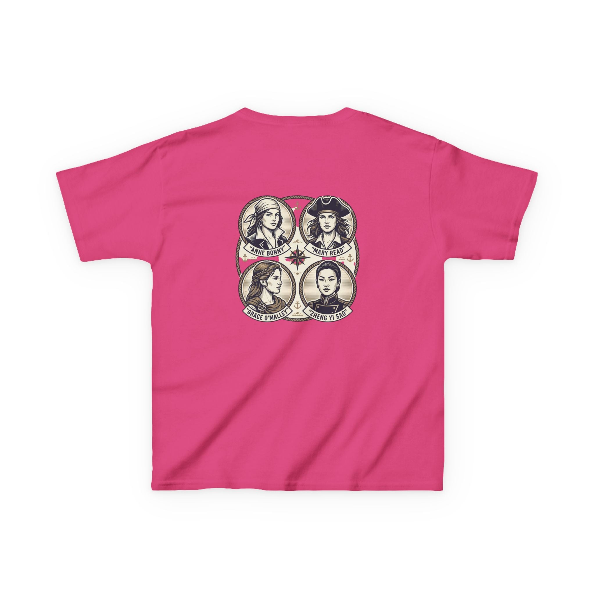 Kids Tee — 'Great Female Pirates' Illustration Back Print