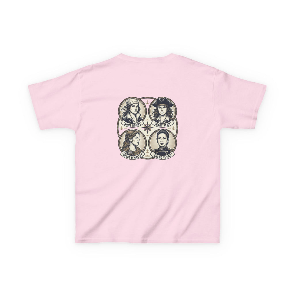 Kids Tee — 'Great Female Pirates' Illustration Back Print