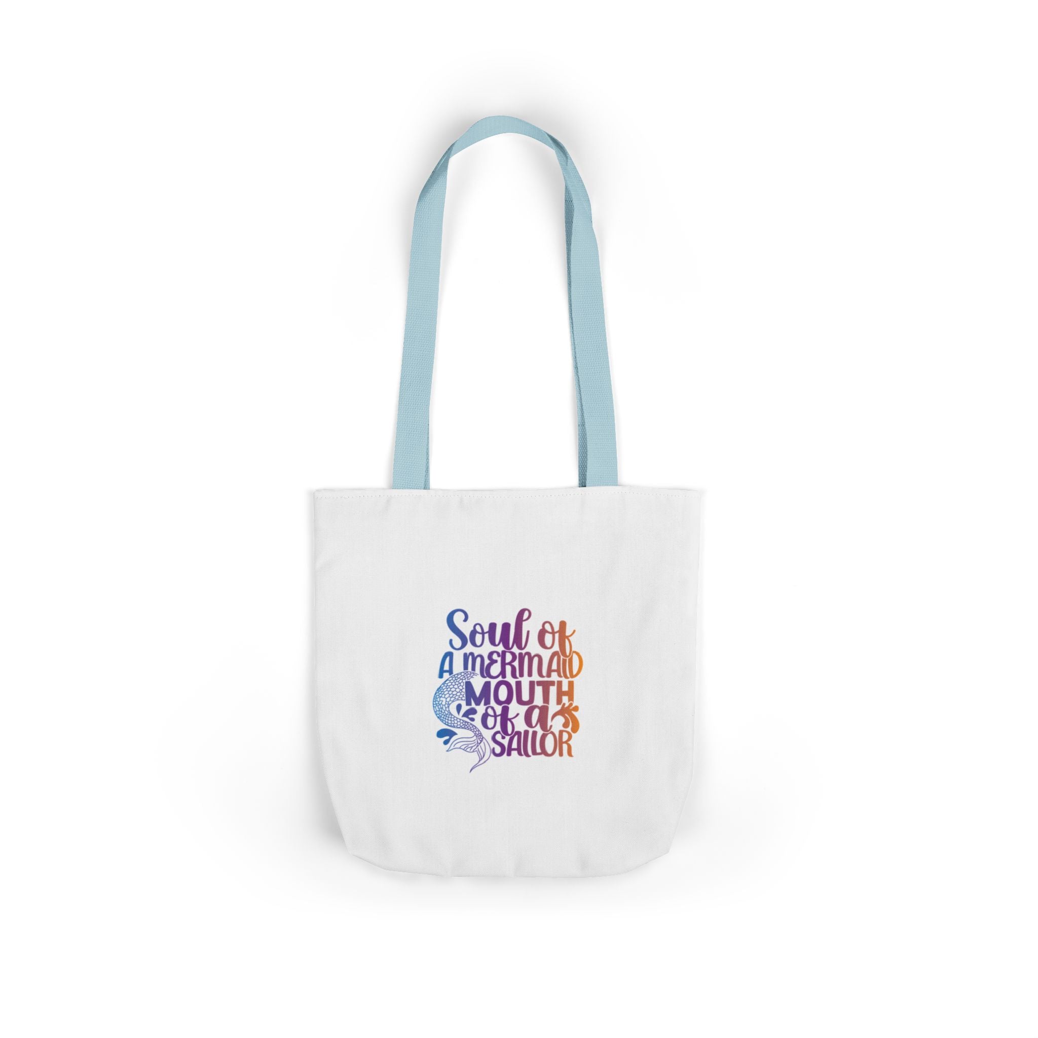 Soul of a Mermaid Colorful Script Canvas Tote Bag