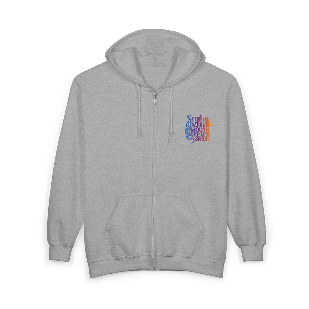 Full Zip Hoodie — 'Soul of a Mermaid' Gradient Script Zip-Up
