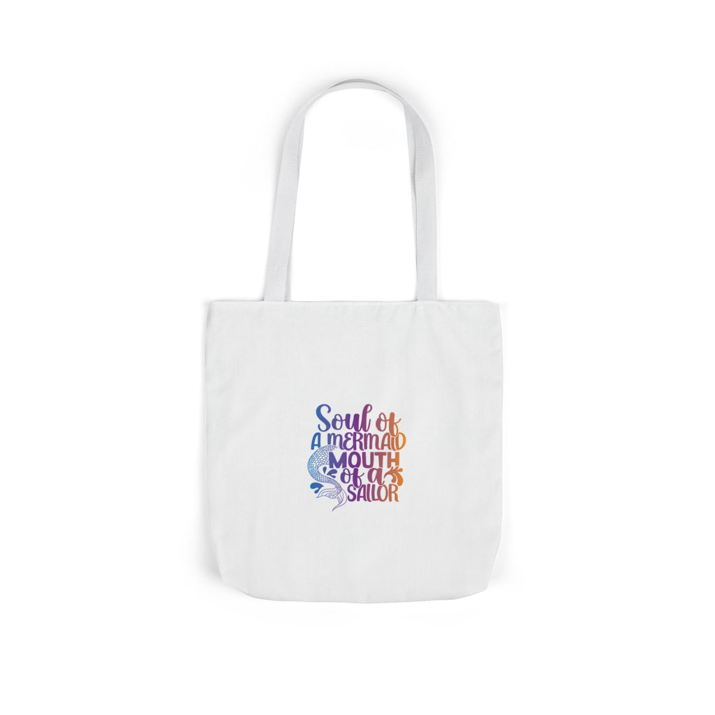 Soul of a Mermaid Colorful Script Canvas Tote Bag