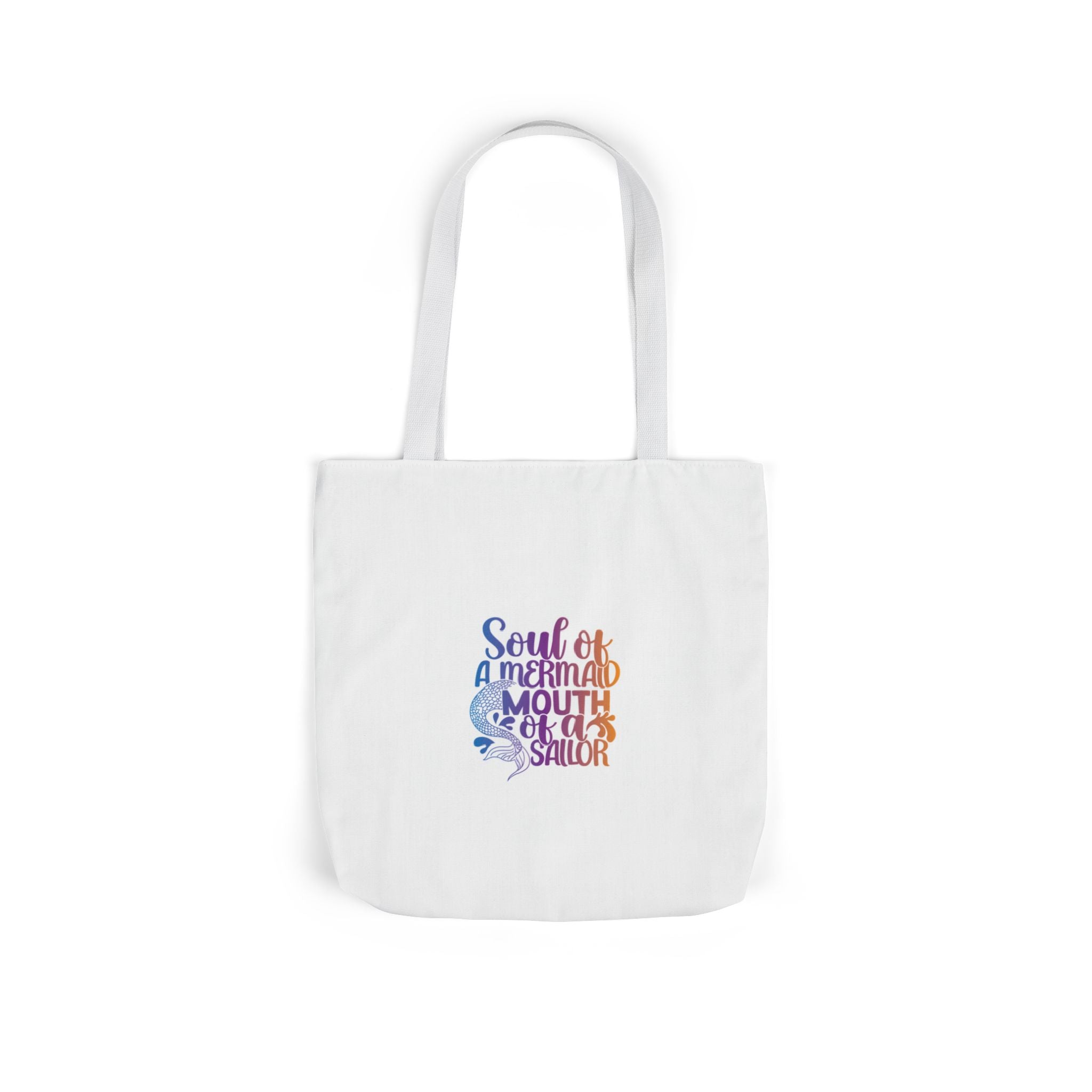 Soul of a Mermaid Colorful Script Canvas Tote Bag