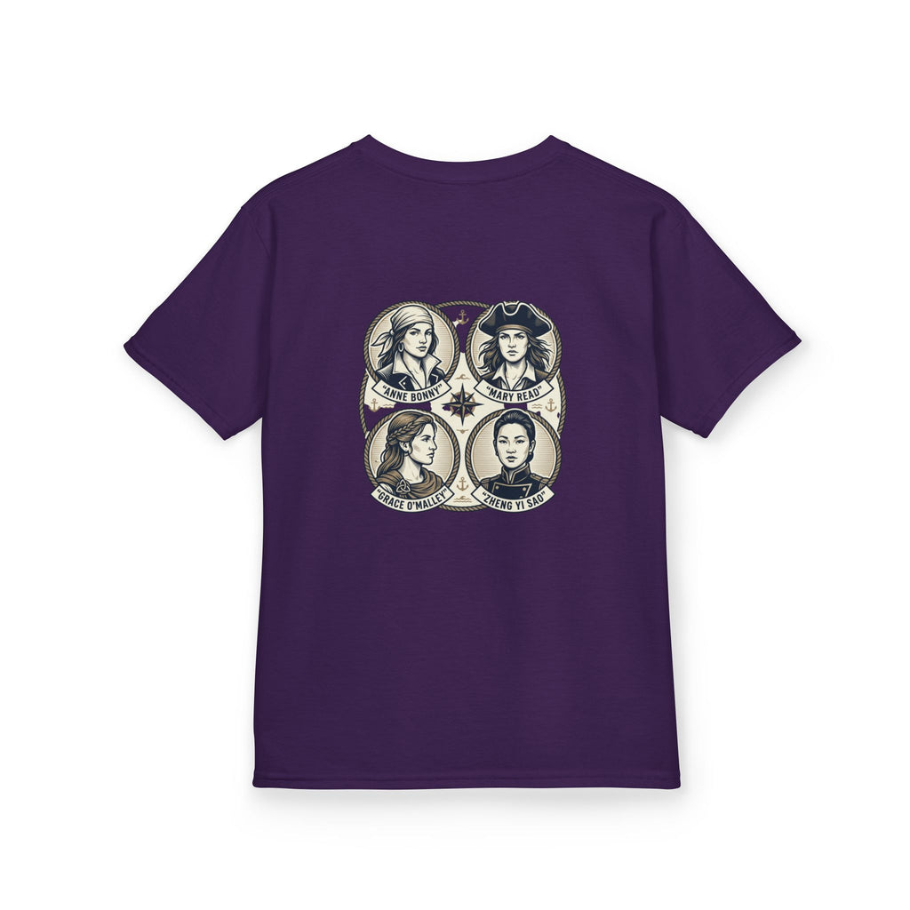 Kids Tee — 'Great Female Pirates' Illustration Back Print