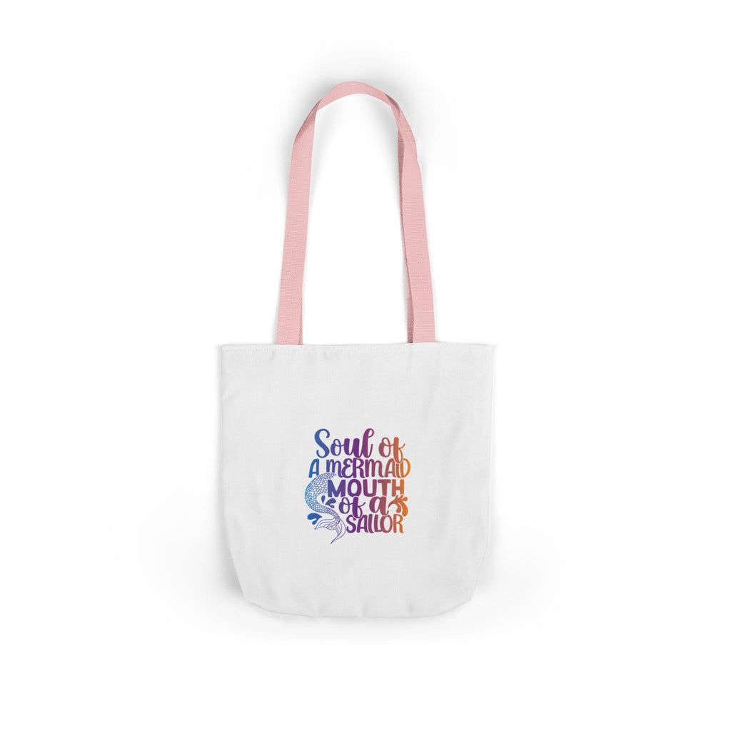 Soul of a Mermaid Colorful Script Canvas Tote Bag