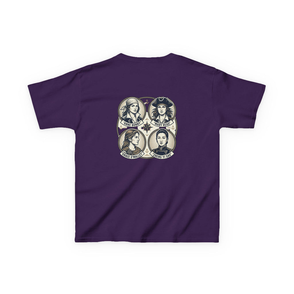 Kids Tee — 'Great Female Pirates' Illustration Back Print